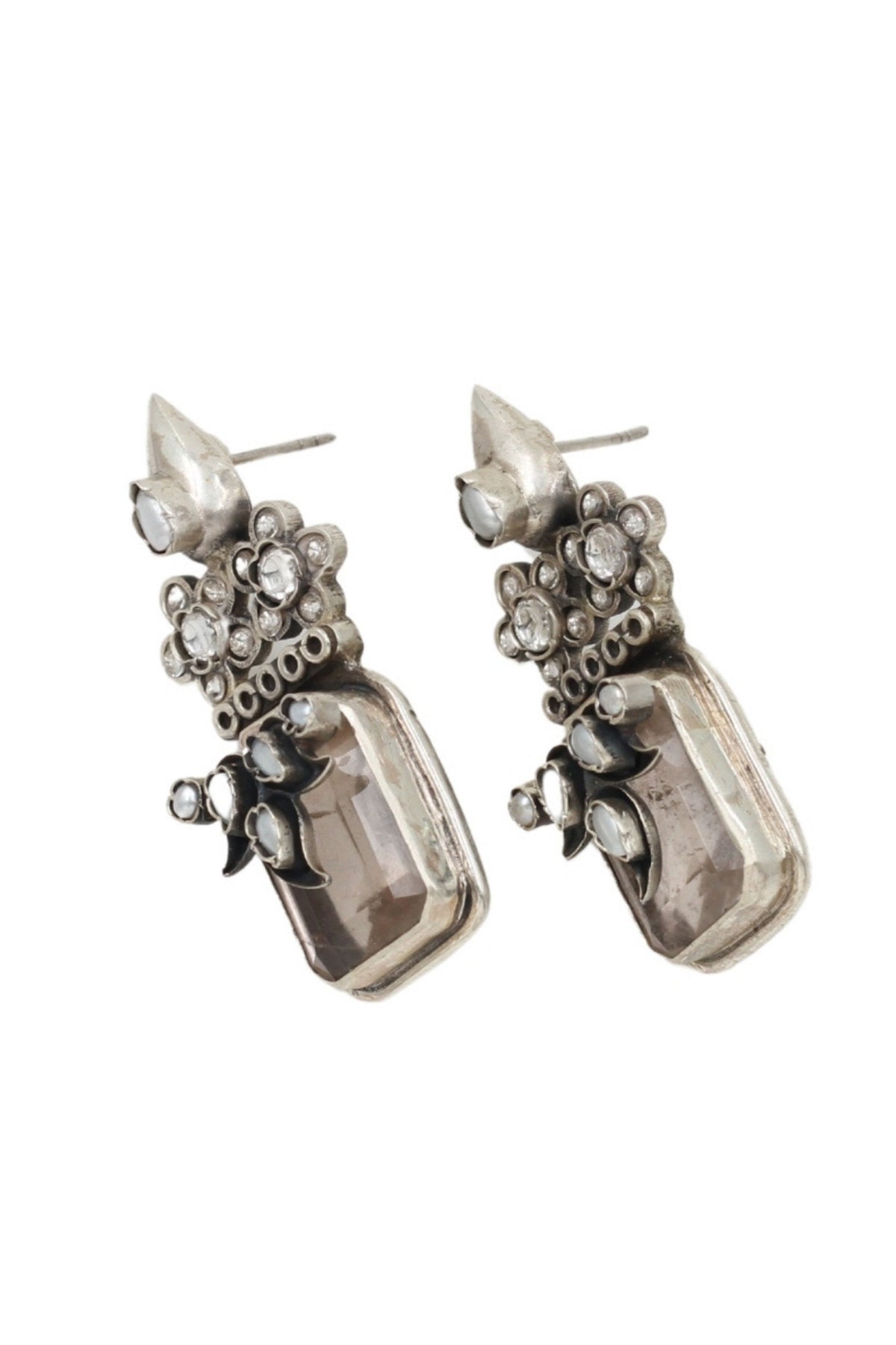 Classic Smoky Silver Earrings