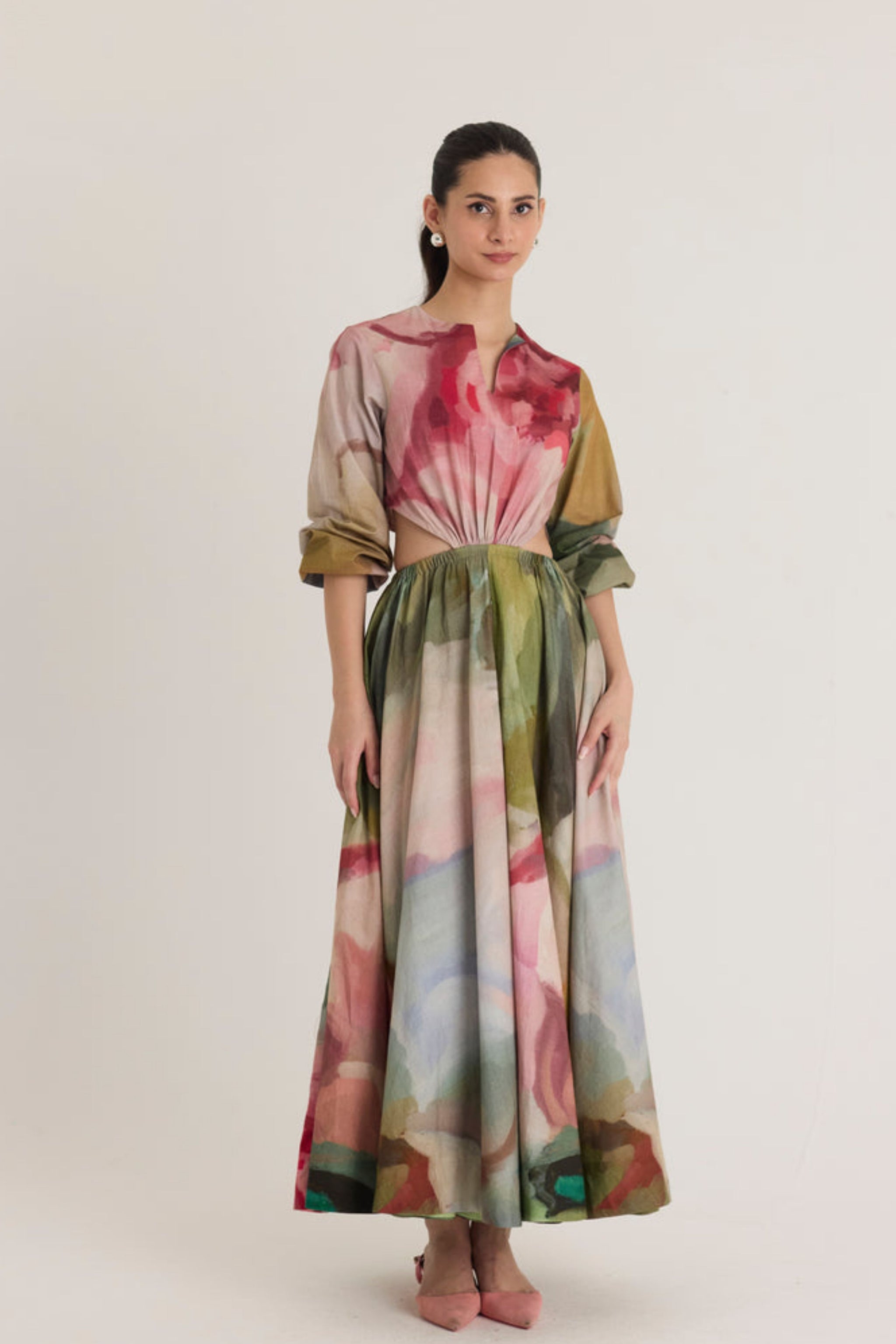 cut out dress india NORA SIDE CUT-OUT DRESS TasyaIndia