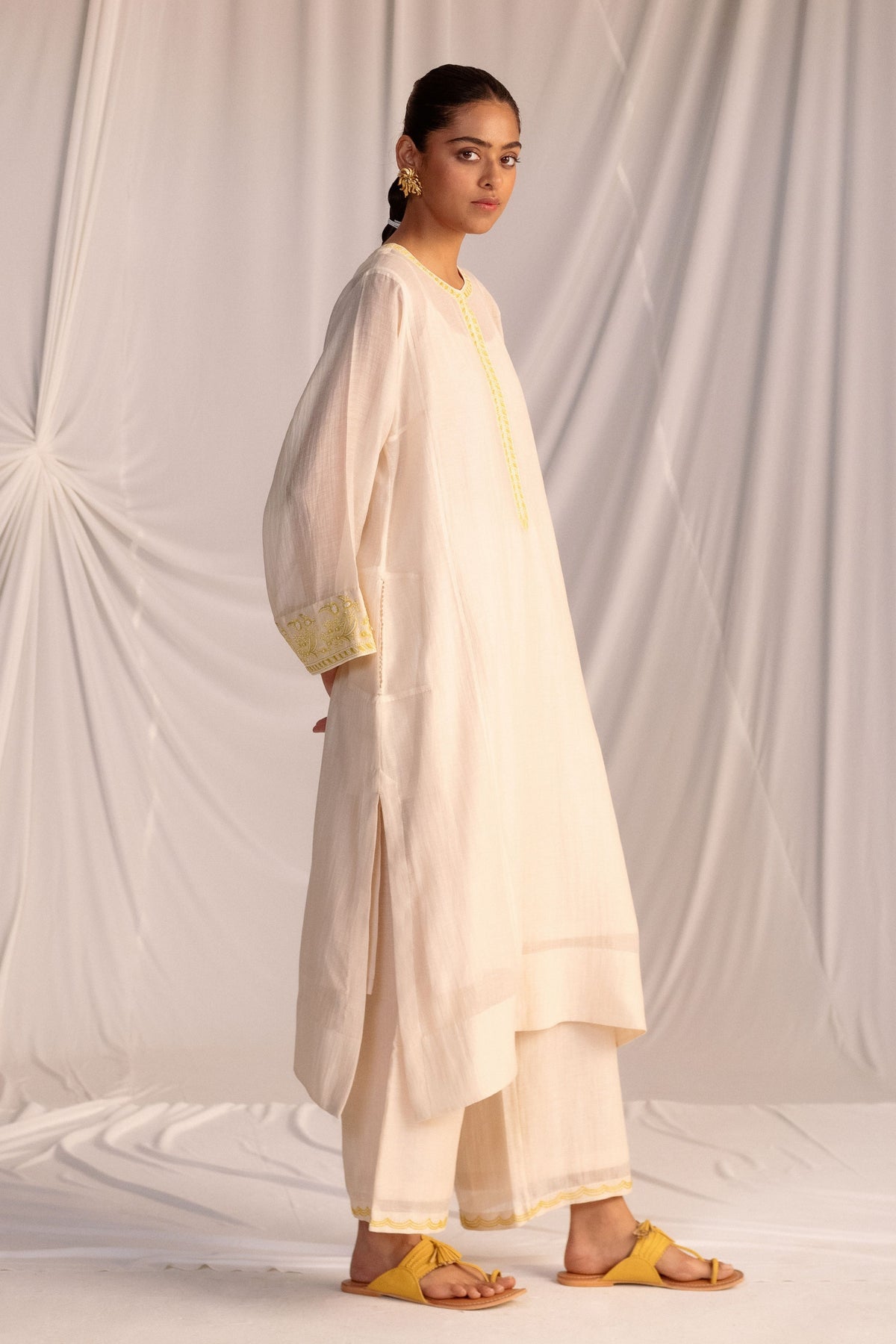 Champagne Embroidered Tunic &amp; Trouser Set