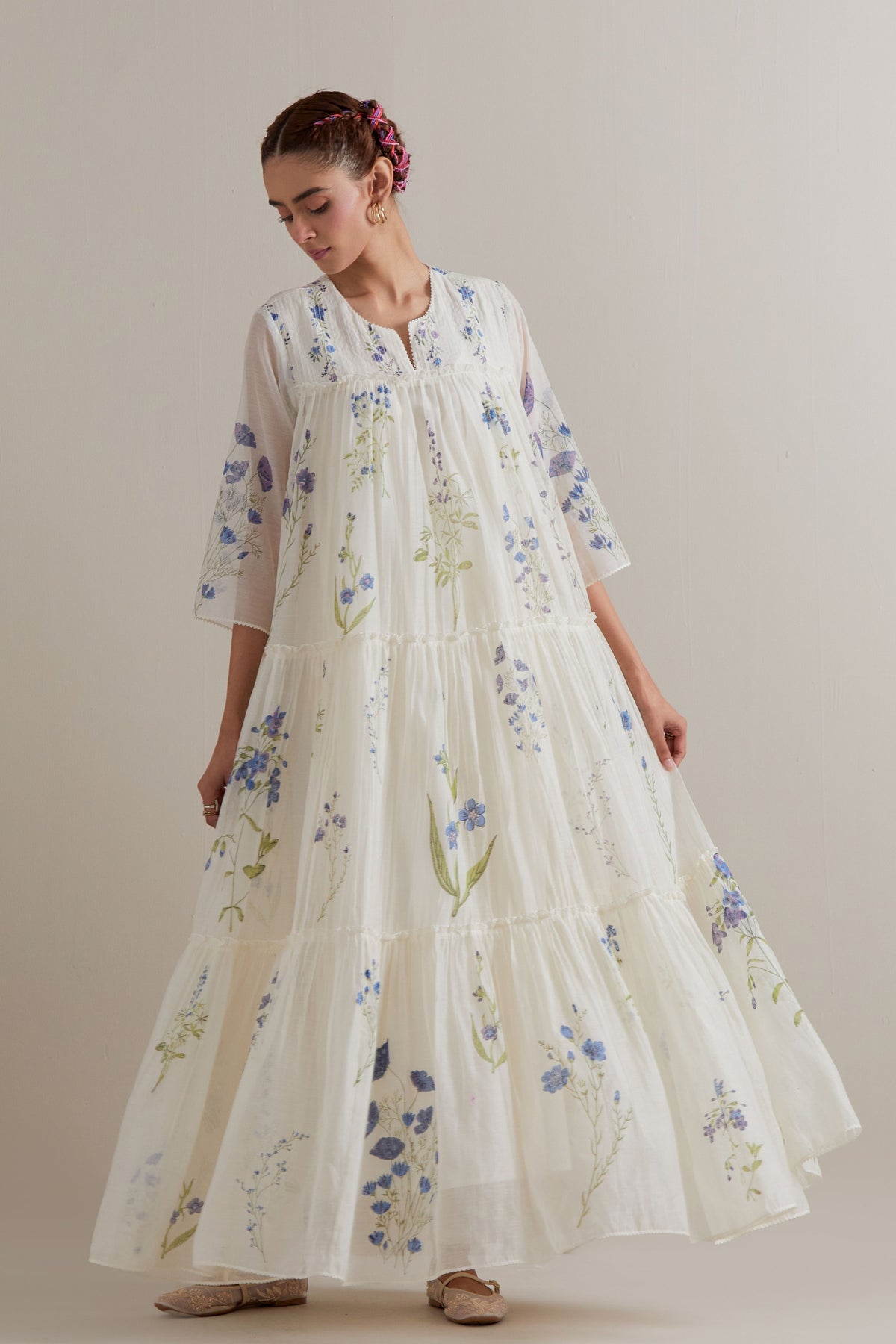 Quilted Yoke Floral Kurta Set