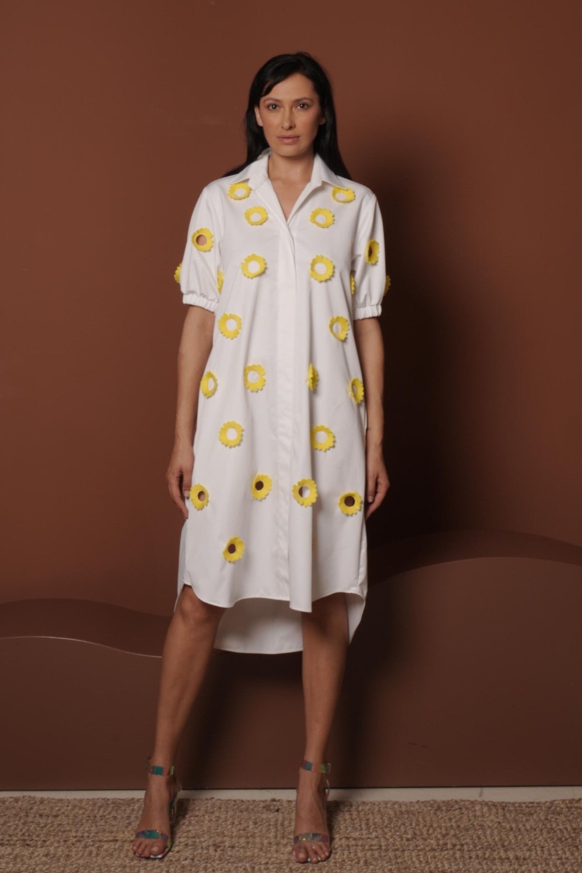 Floral Motif Shirt Dress