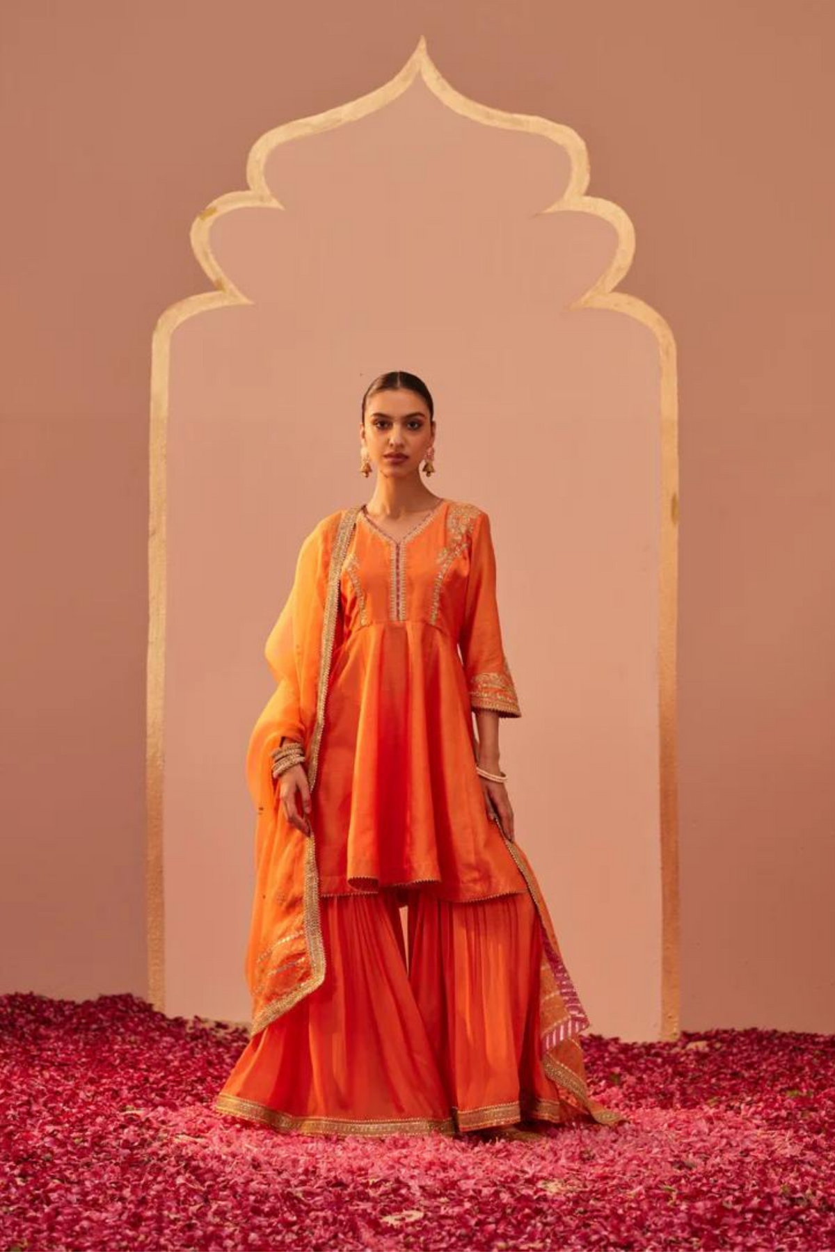 Fatima Orange Sharara Set
