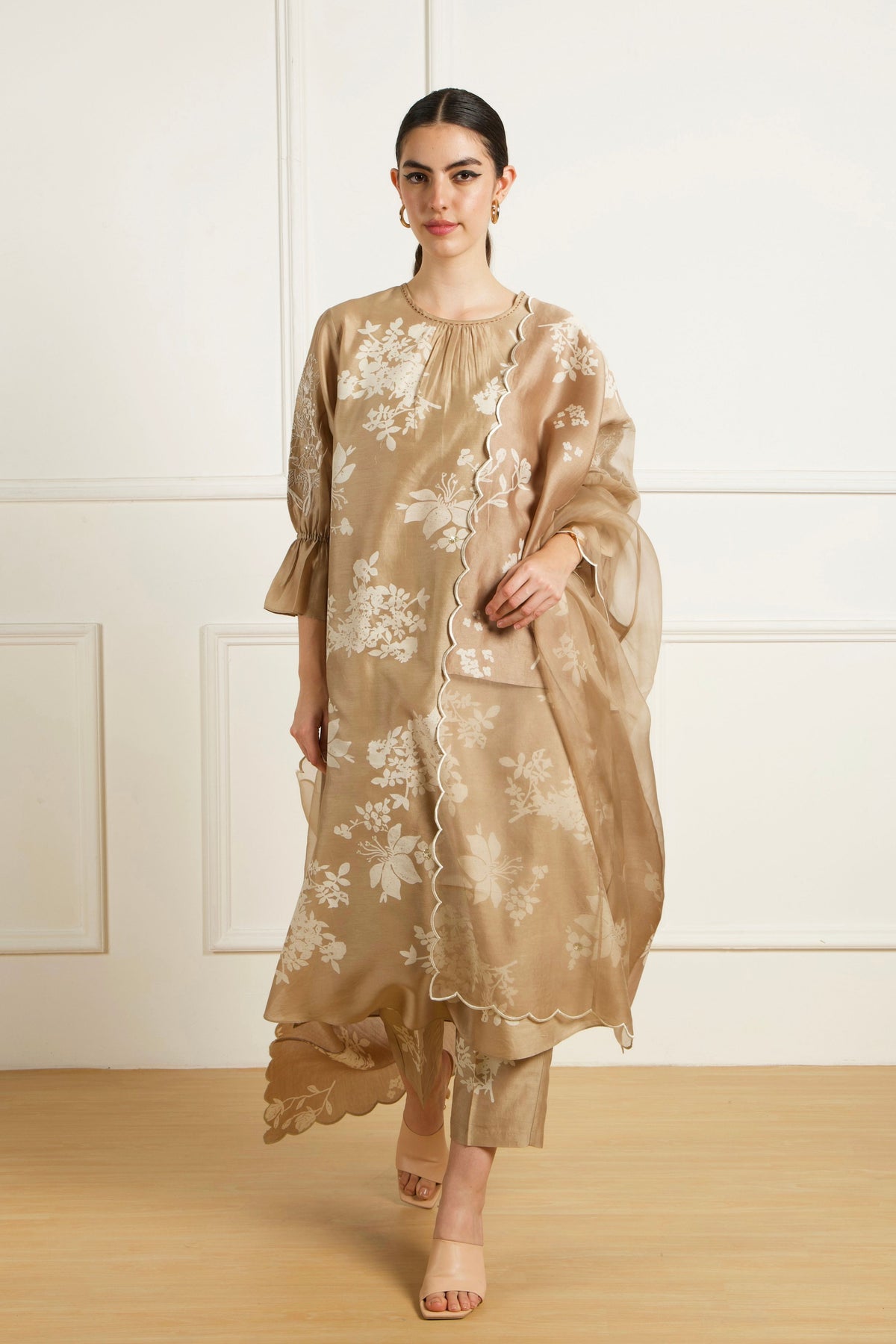 Beige Print Kurta Set