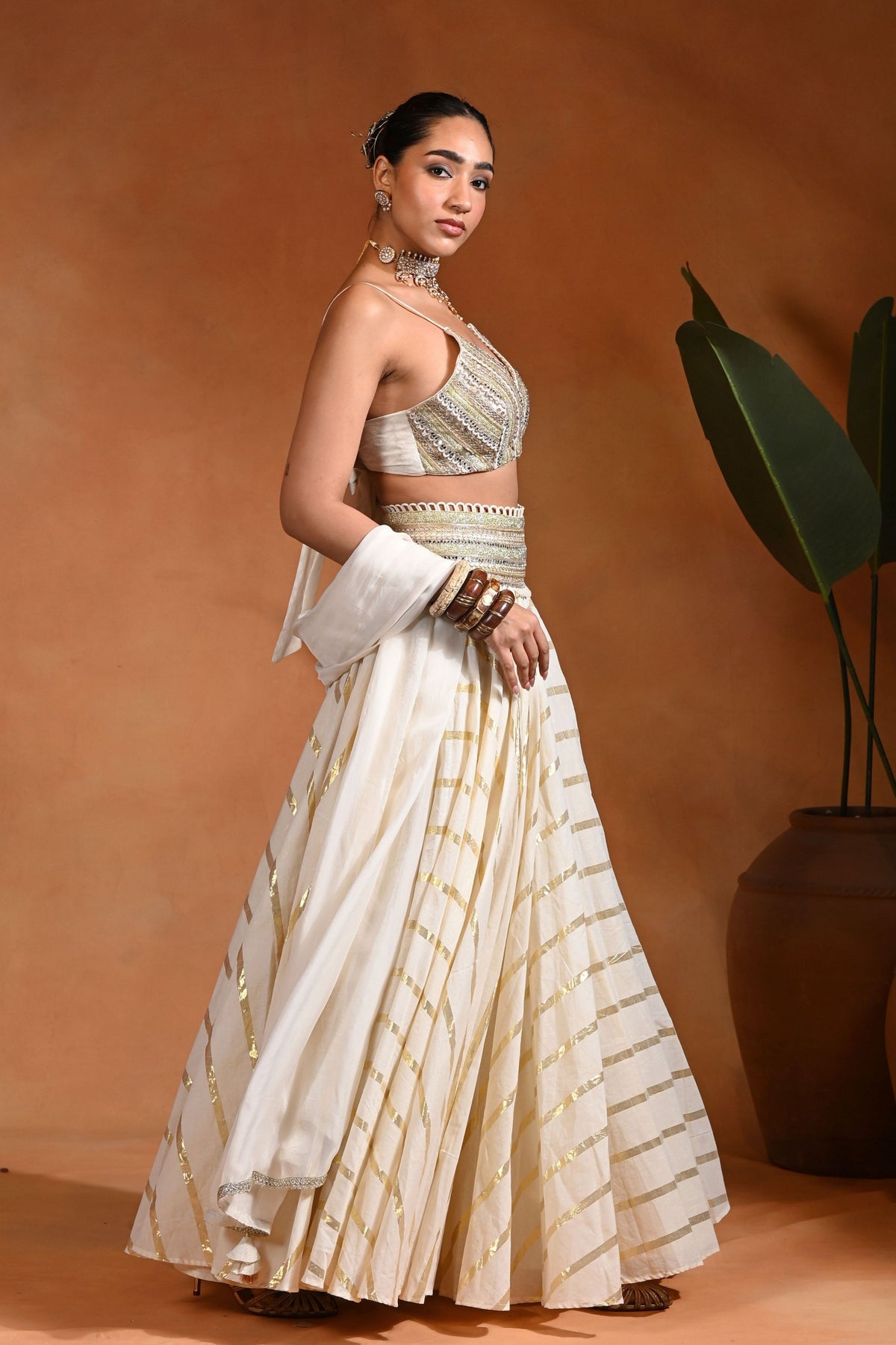 Zar Ivory Gold Lehenga