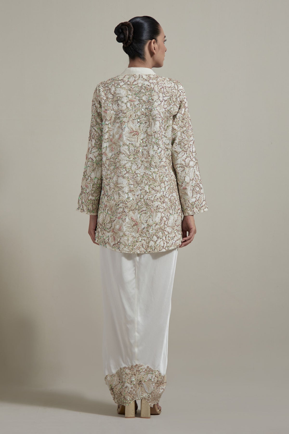 Ivory Embellished Jacket Set