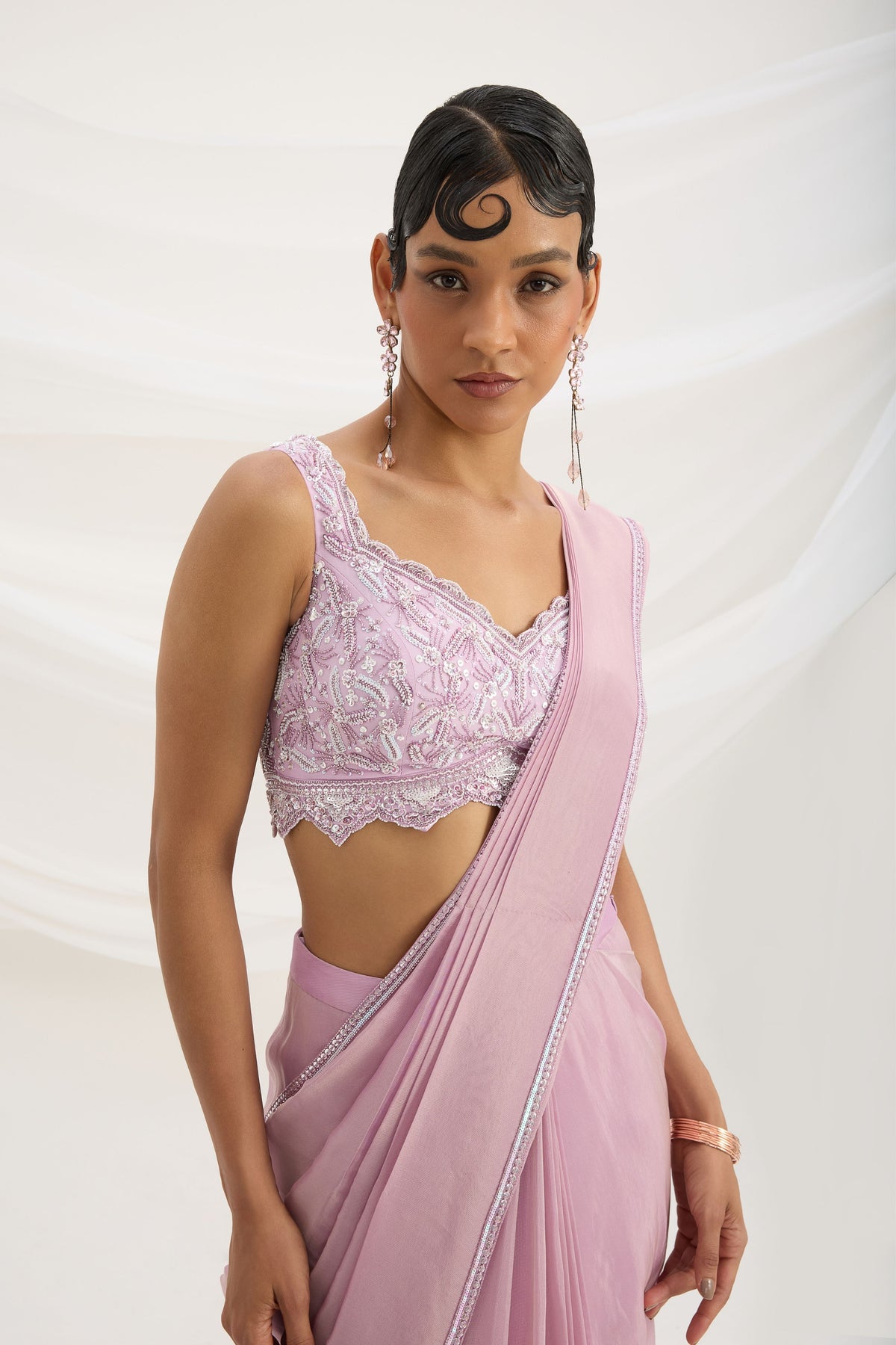 Lilac Drape Saree Set