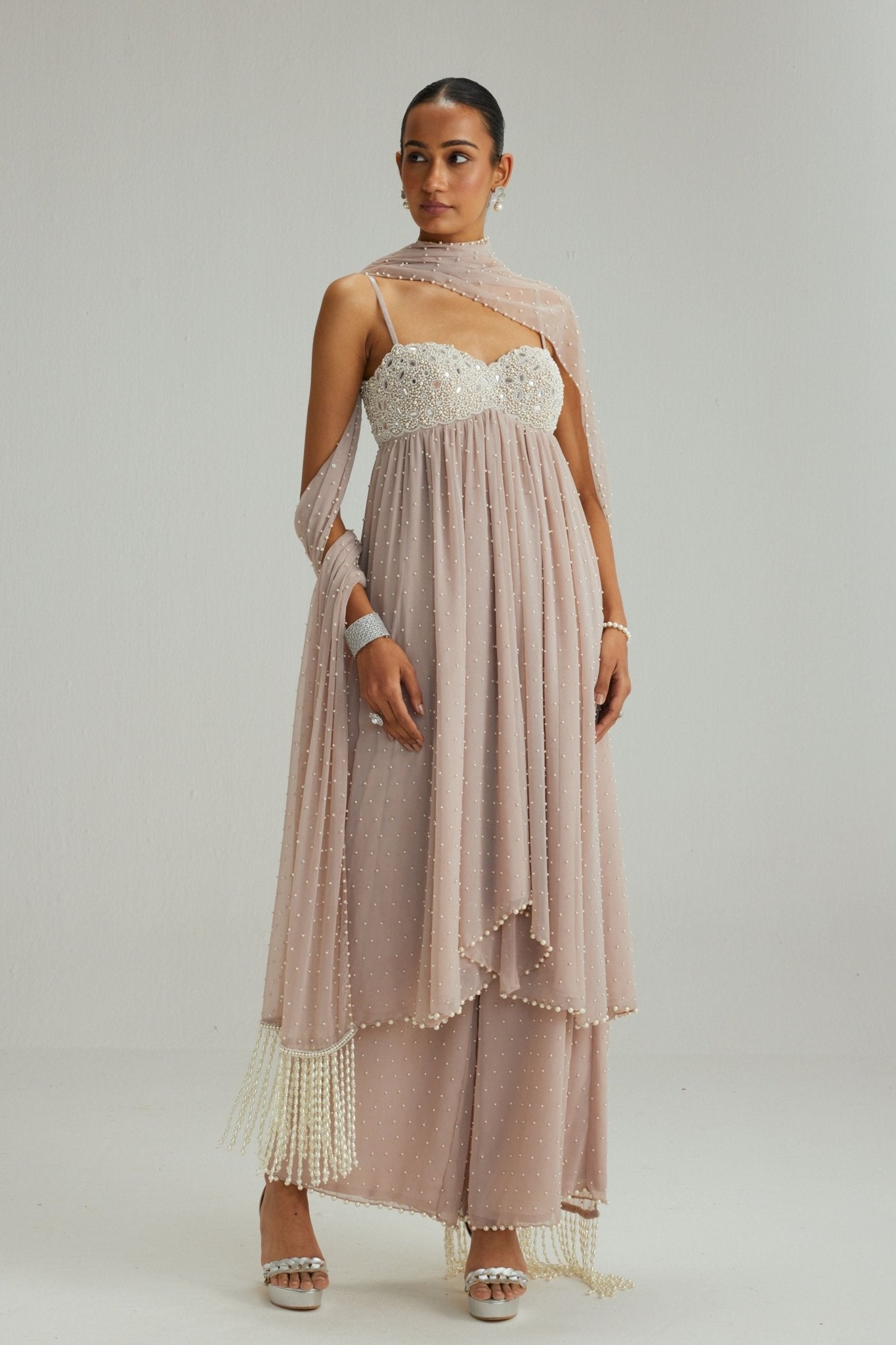 Ash Pink Kurta Set - Vvani by Vani Vats - Elahe