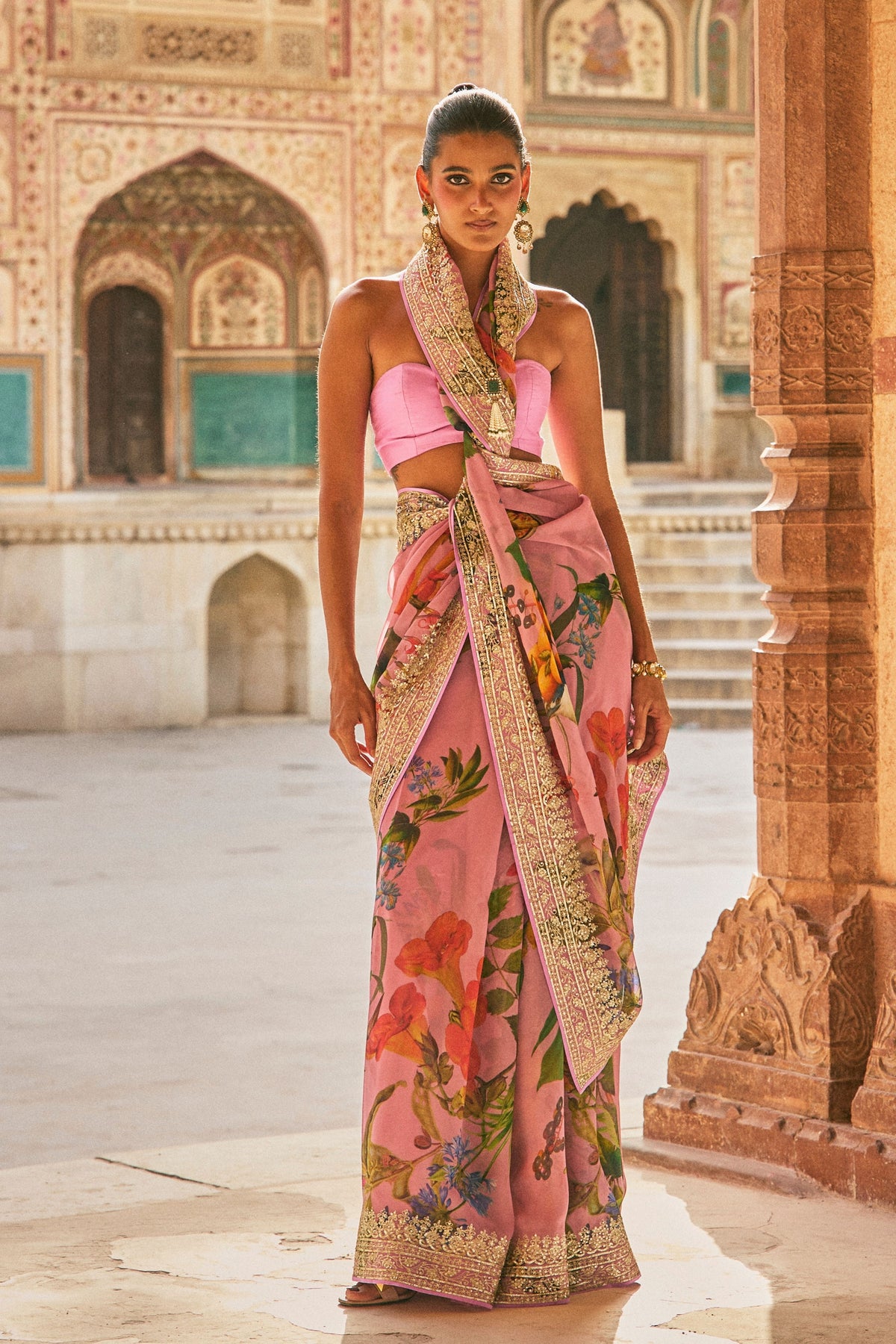 Pink Ruh Printed Saree