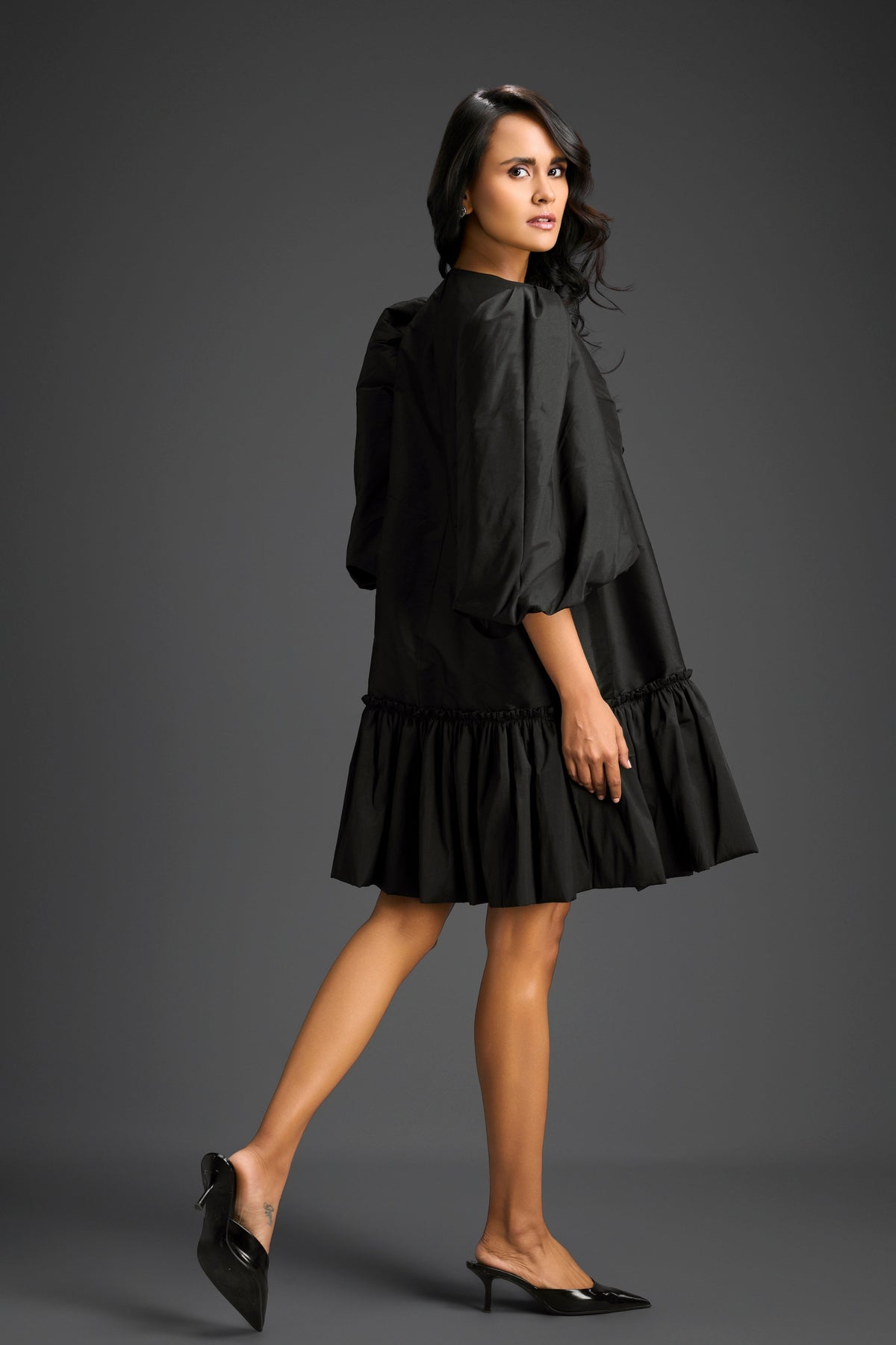 Black Floral Embroidery Dress