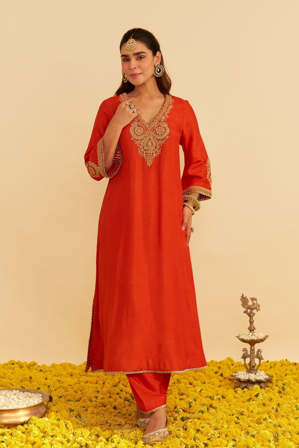 Haayat Orange Kaftan With Salwar