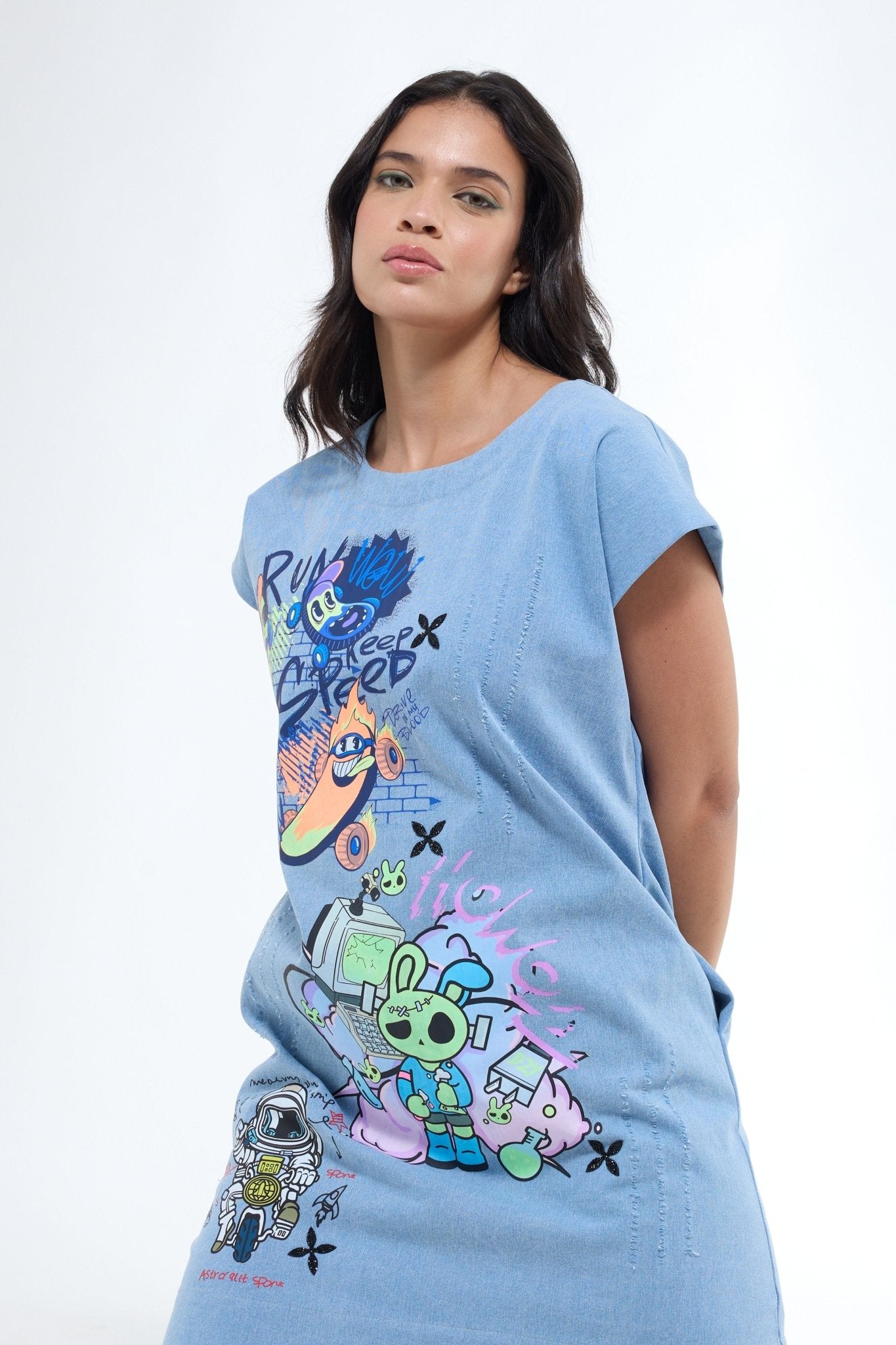 Denim Short Dress - Krati Jain - Elahe