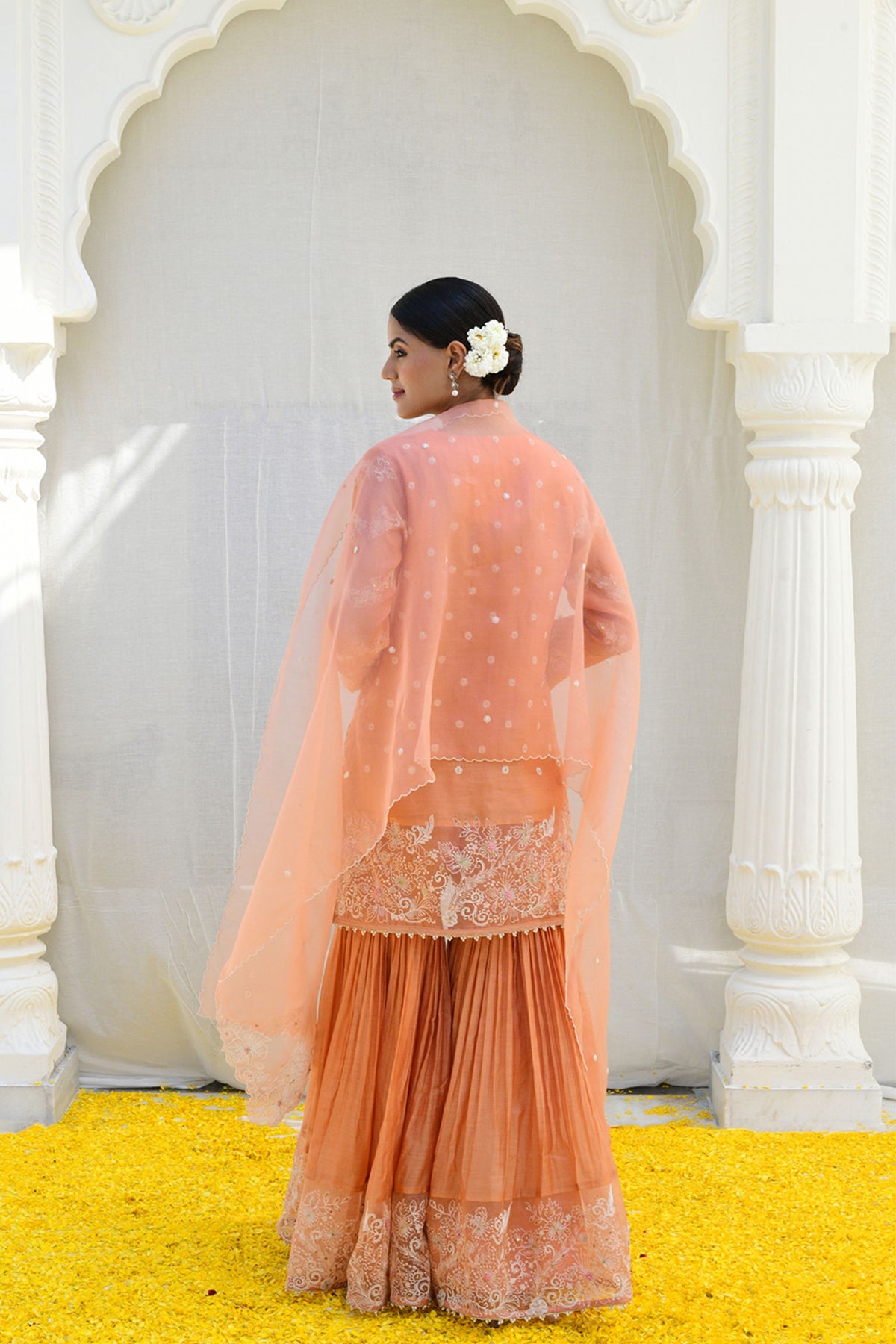 Peach Reef Heavy Sharara set