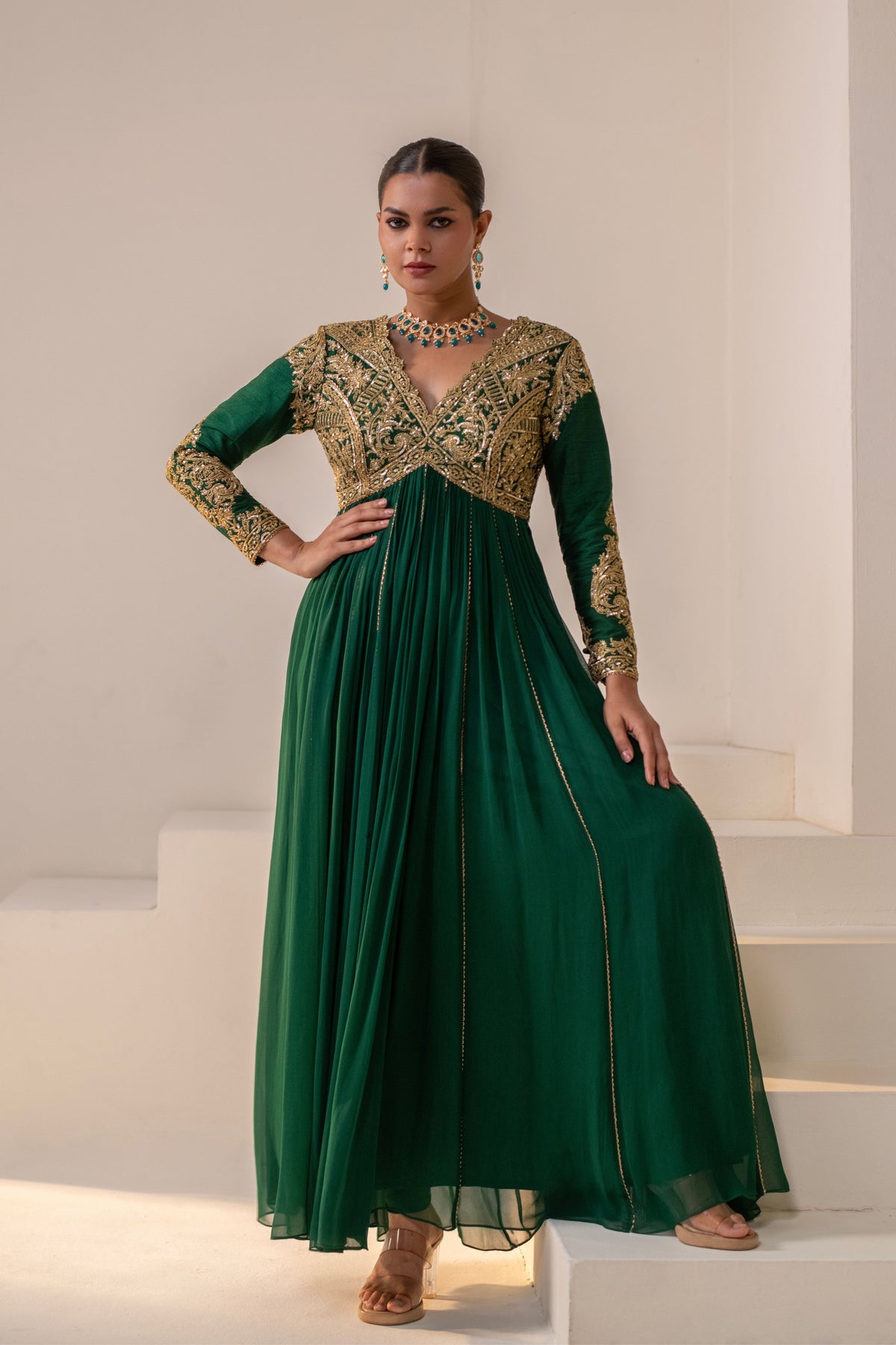 Emerald Green Embellished Anarkali