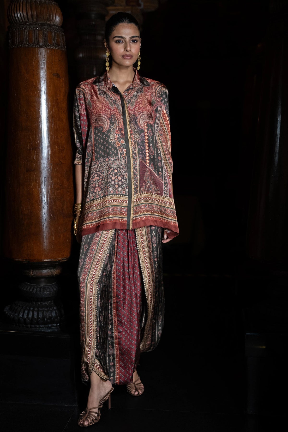 Boxy Printed Shirt & Cowl Pants