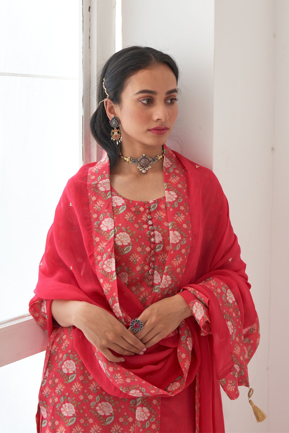 Hot Pink Peony Sharara Set