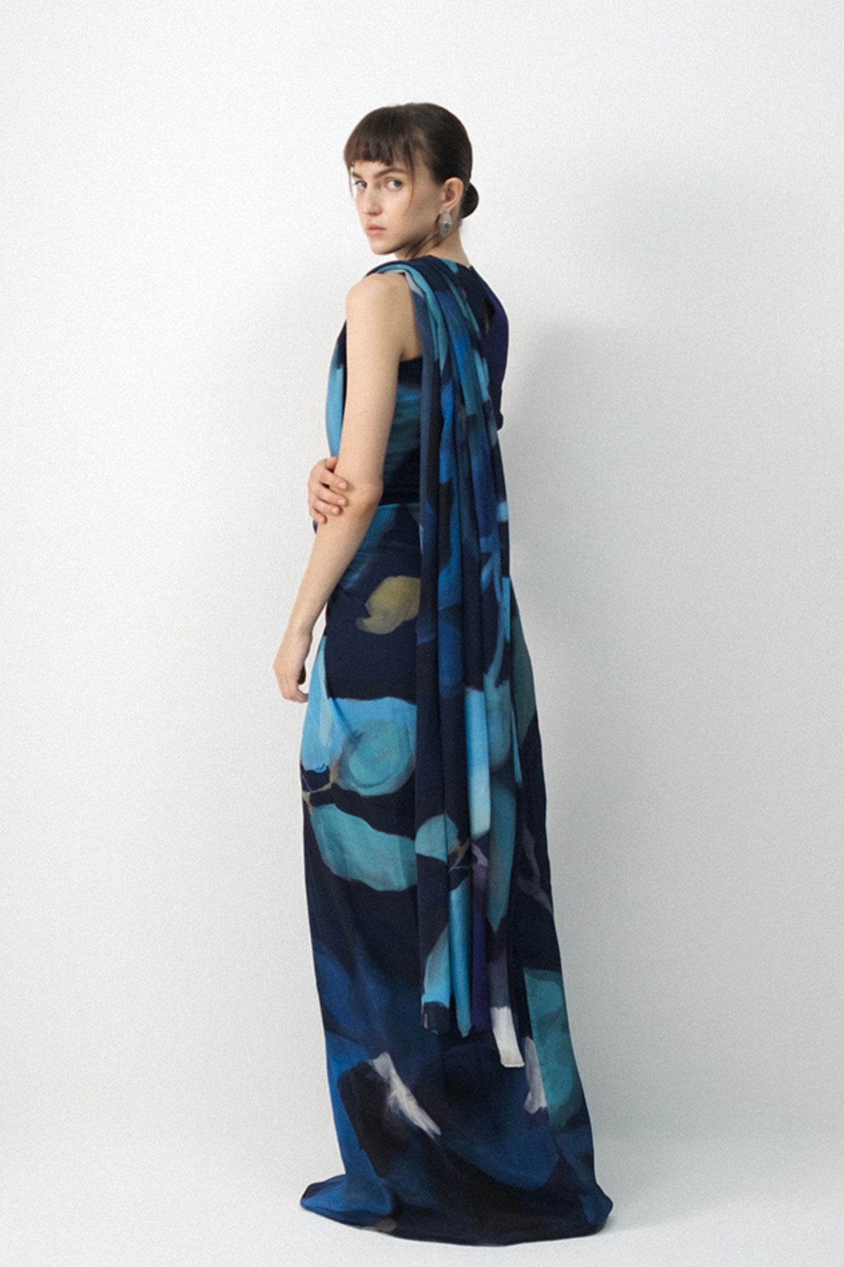 Blue Lagoon Drape Saree Set