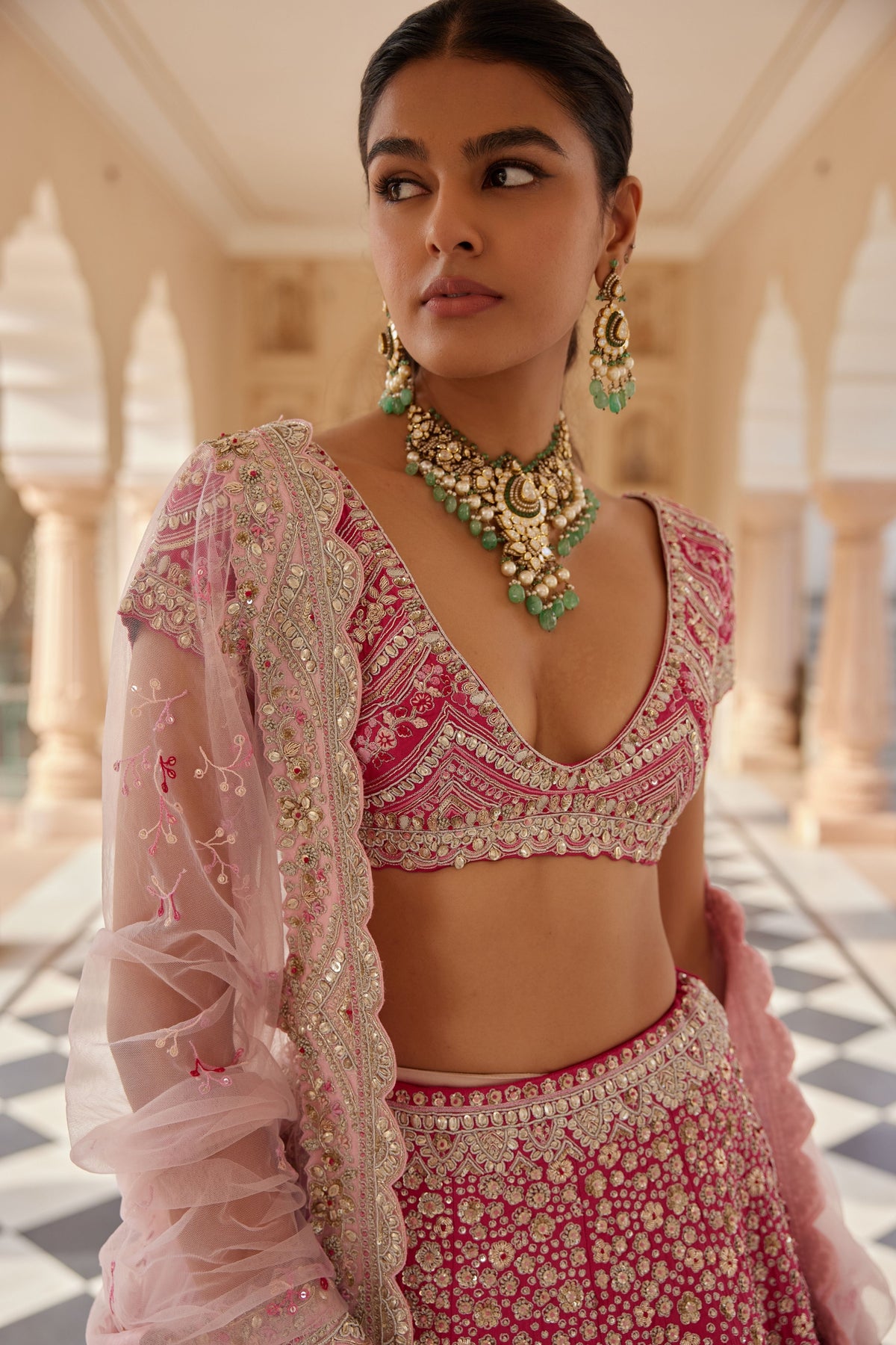 Scarlet Embroidered Lehenga Set