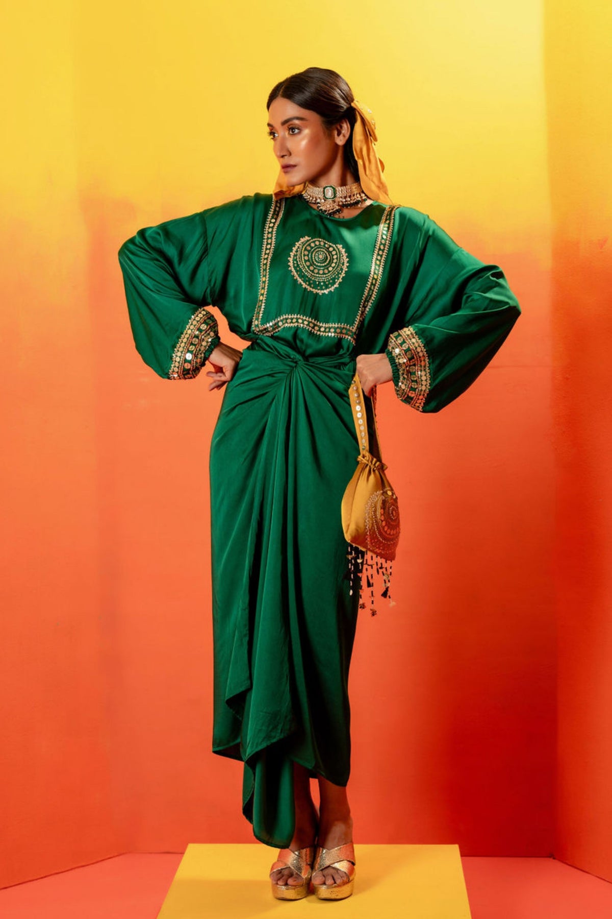 Vani Green Tie Up Dress