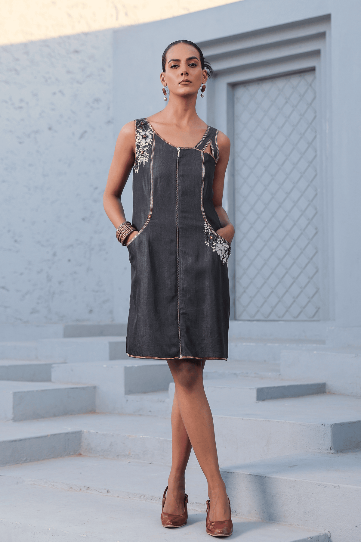 Azure Zip it up Dress in Black