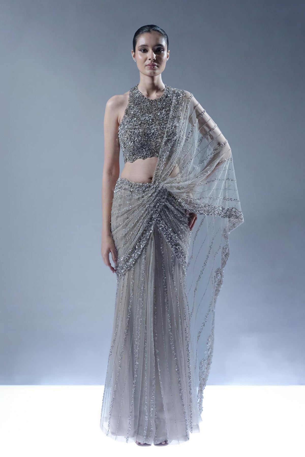 Ocean Gleam Saree