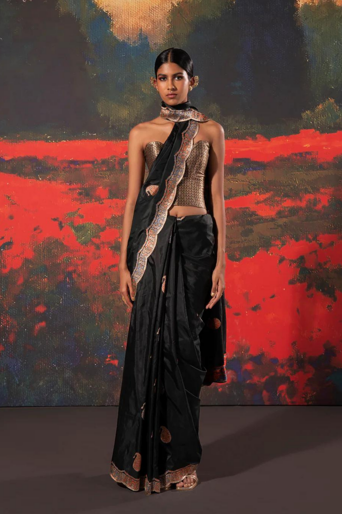 Handwoven Black Silk Saree