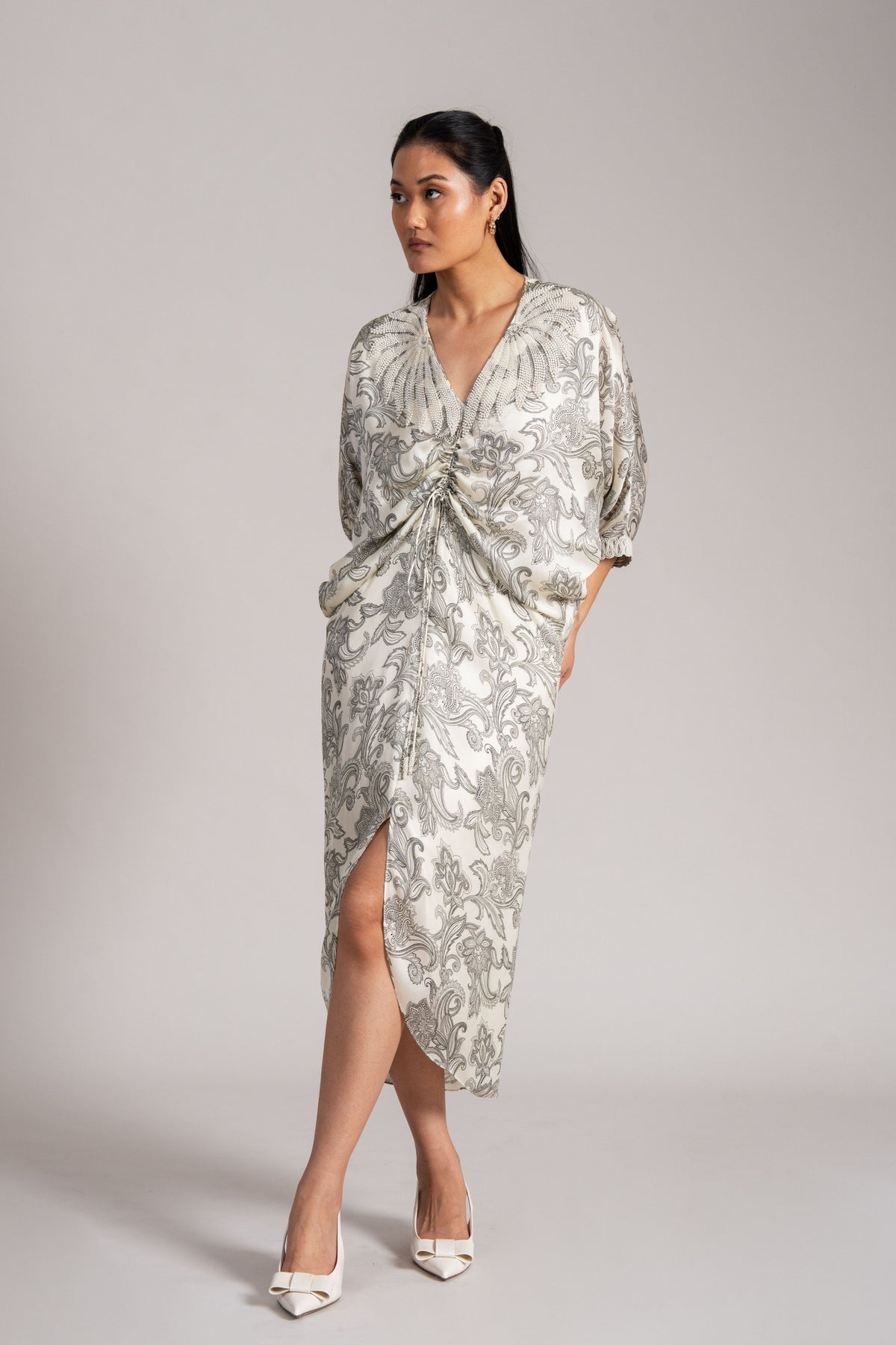 Estelle Rays Printed Drawstring Dress