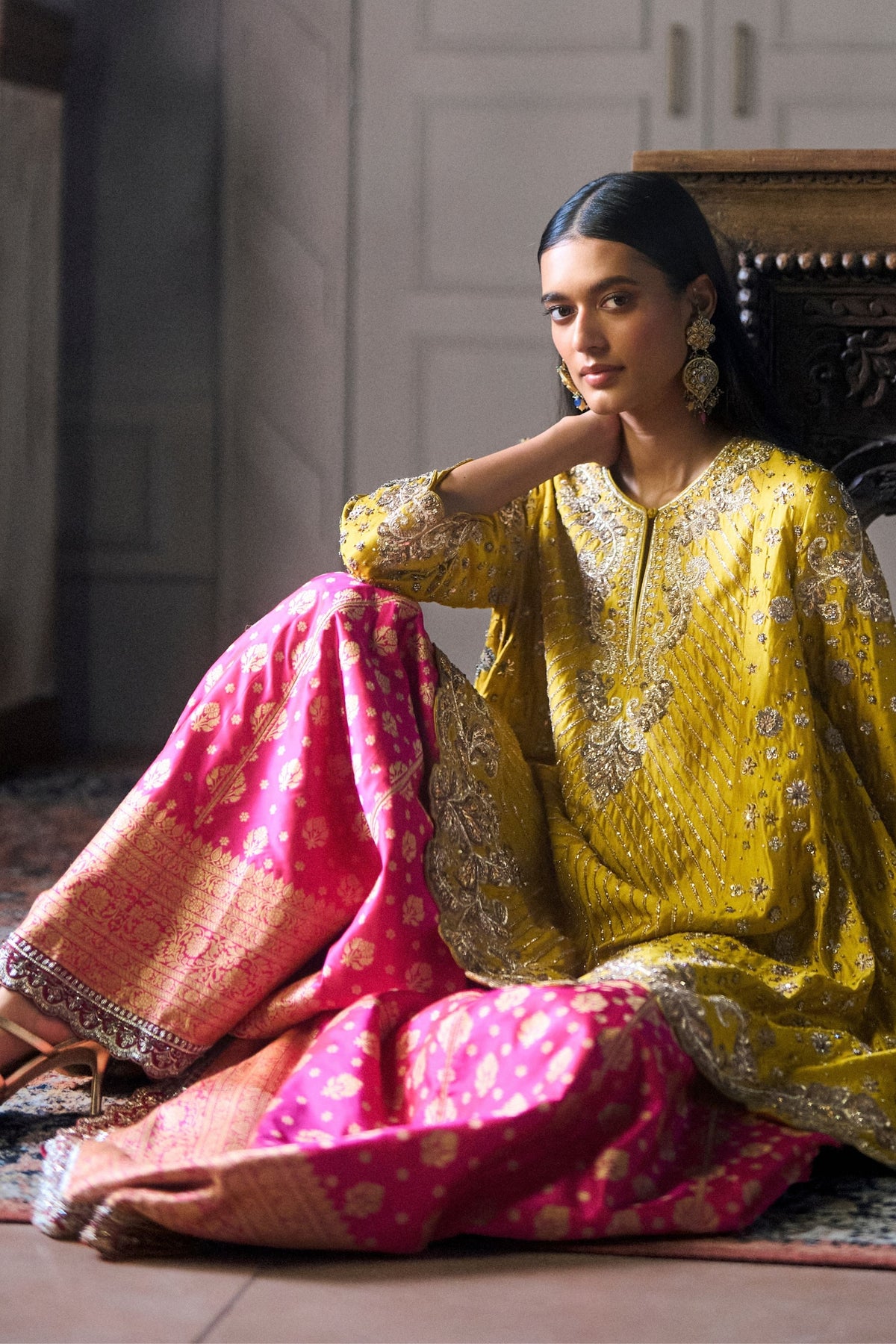 Banarasi Mustard Kurta Set