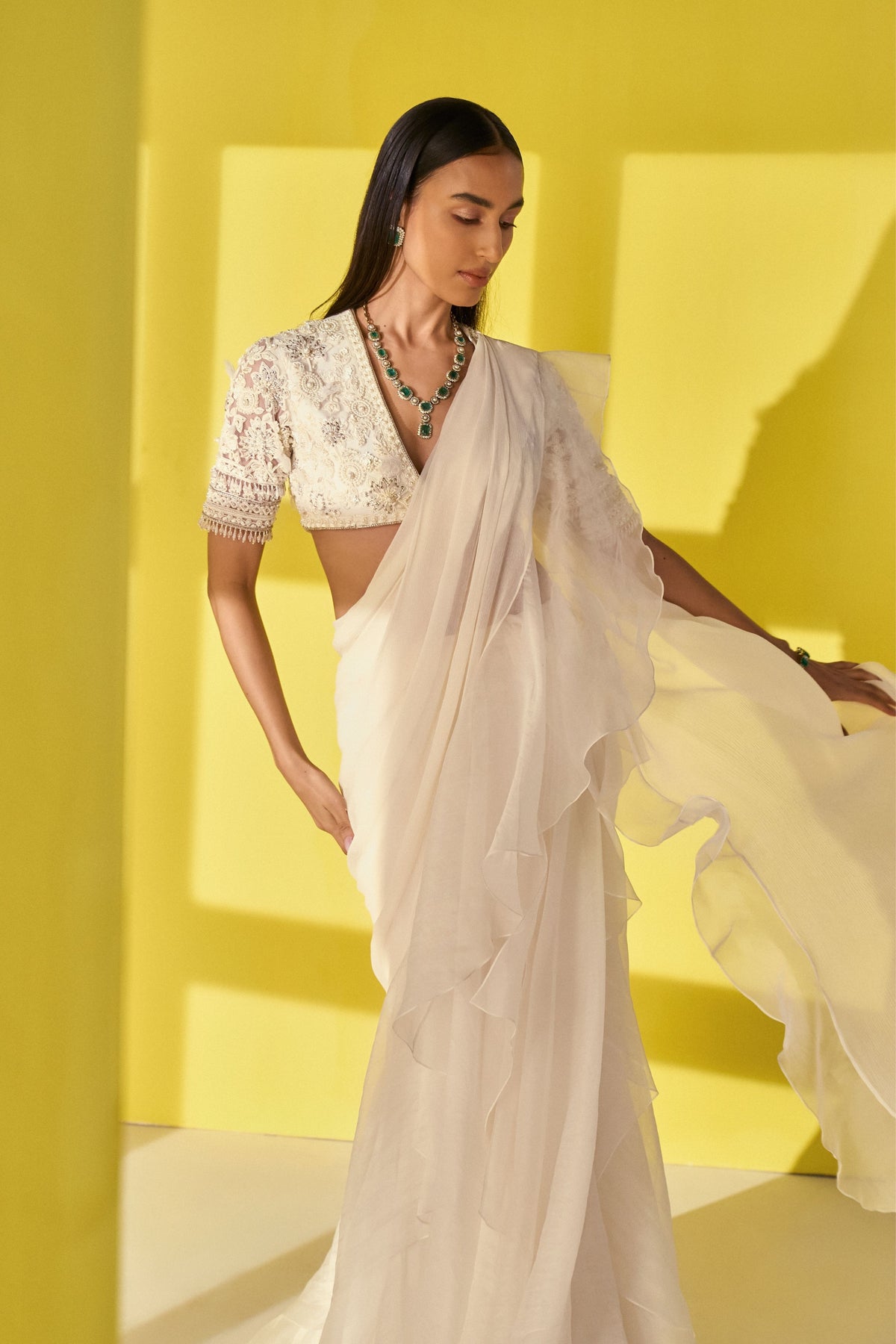 Jada Ivory Saree Set