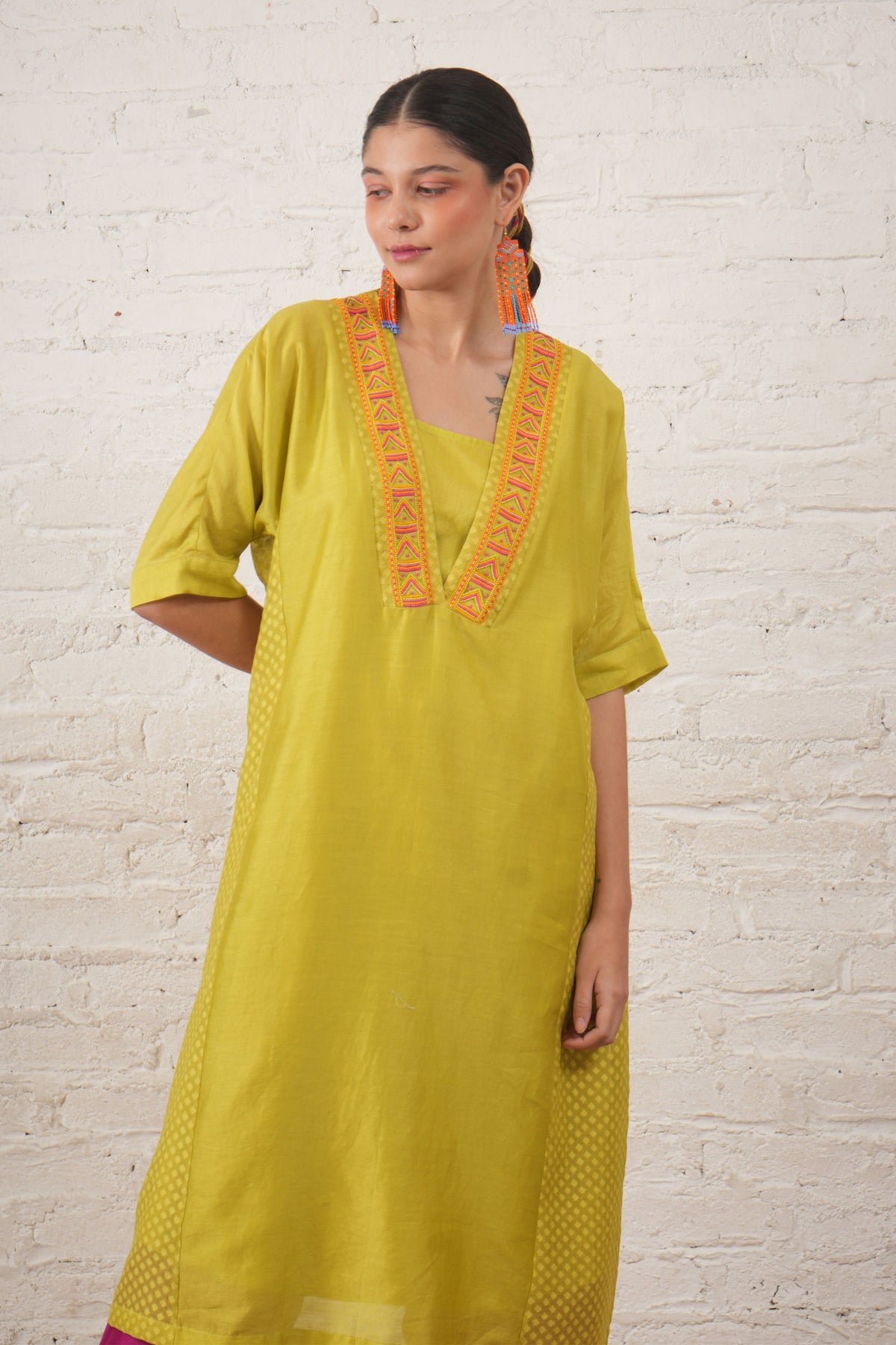Lime Fuschia Kurta Set