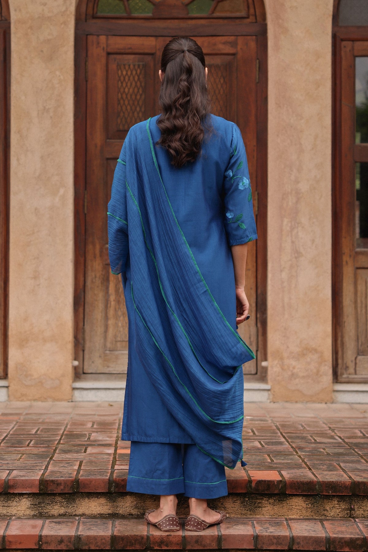 Indigo Embroidered Kurta Set