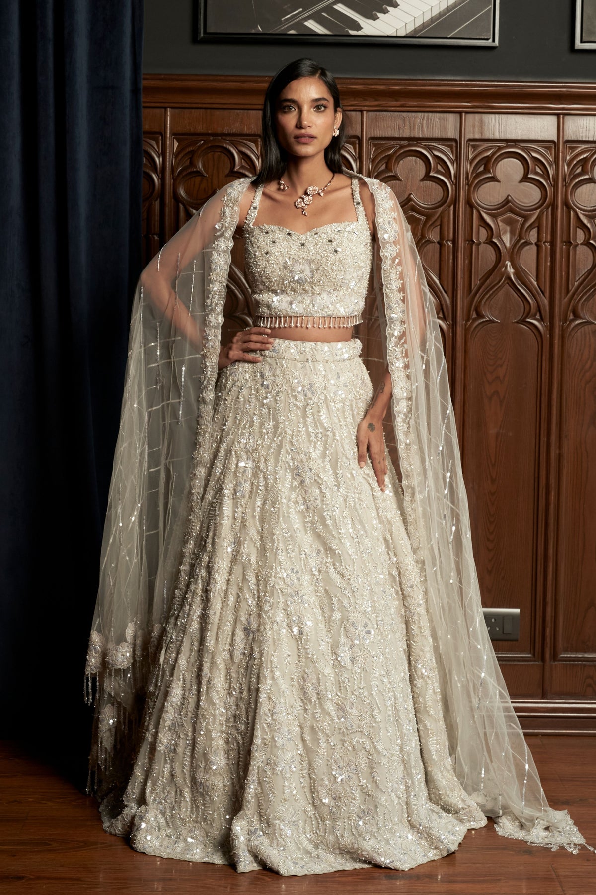 Grey Embroidery Lehenga Set