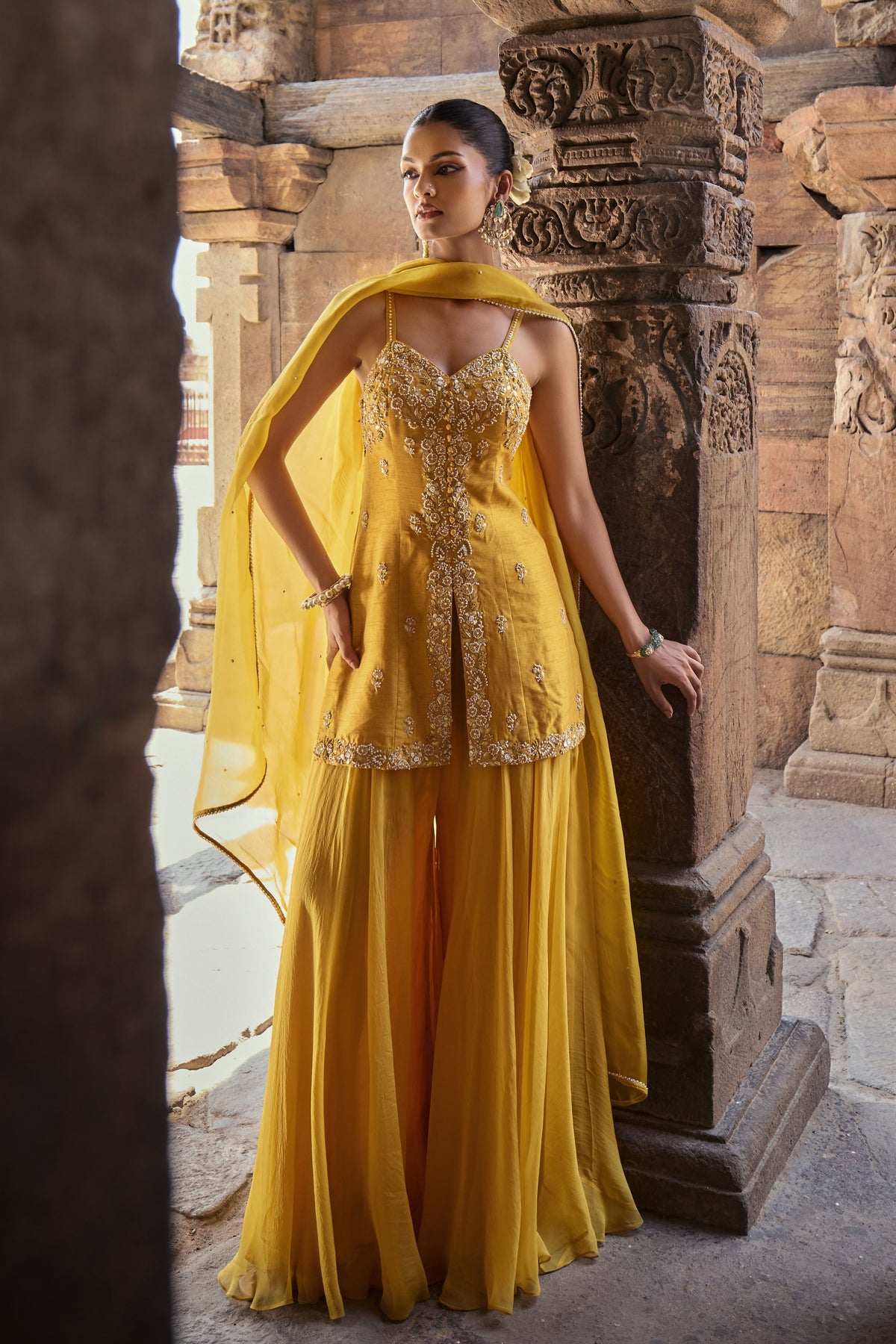 Aliyah Yellow Sharara Set