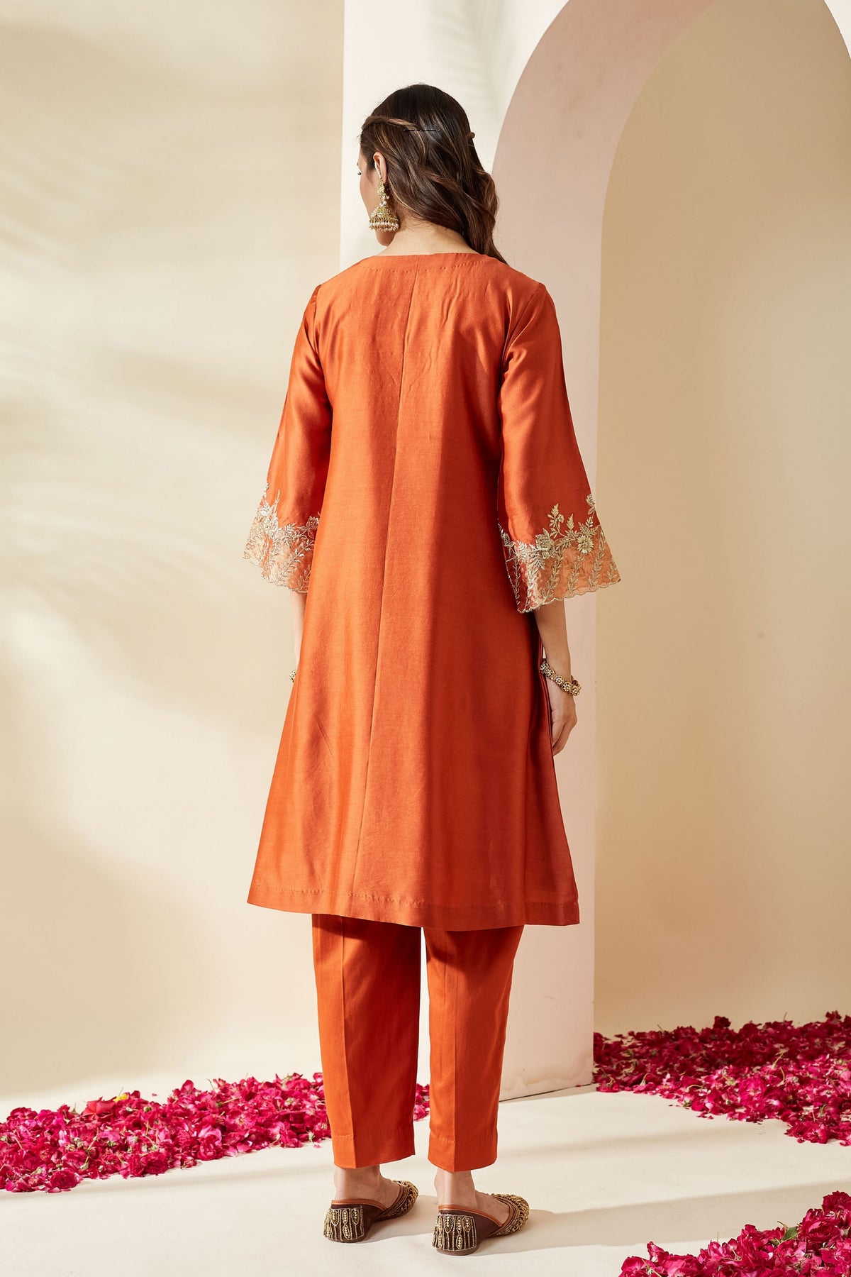 Orange Chanderi Svara Kurta Set