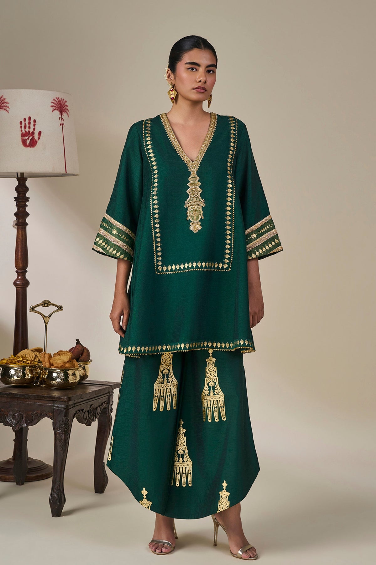 Green Kathakali Muse Tunic Set