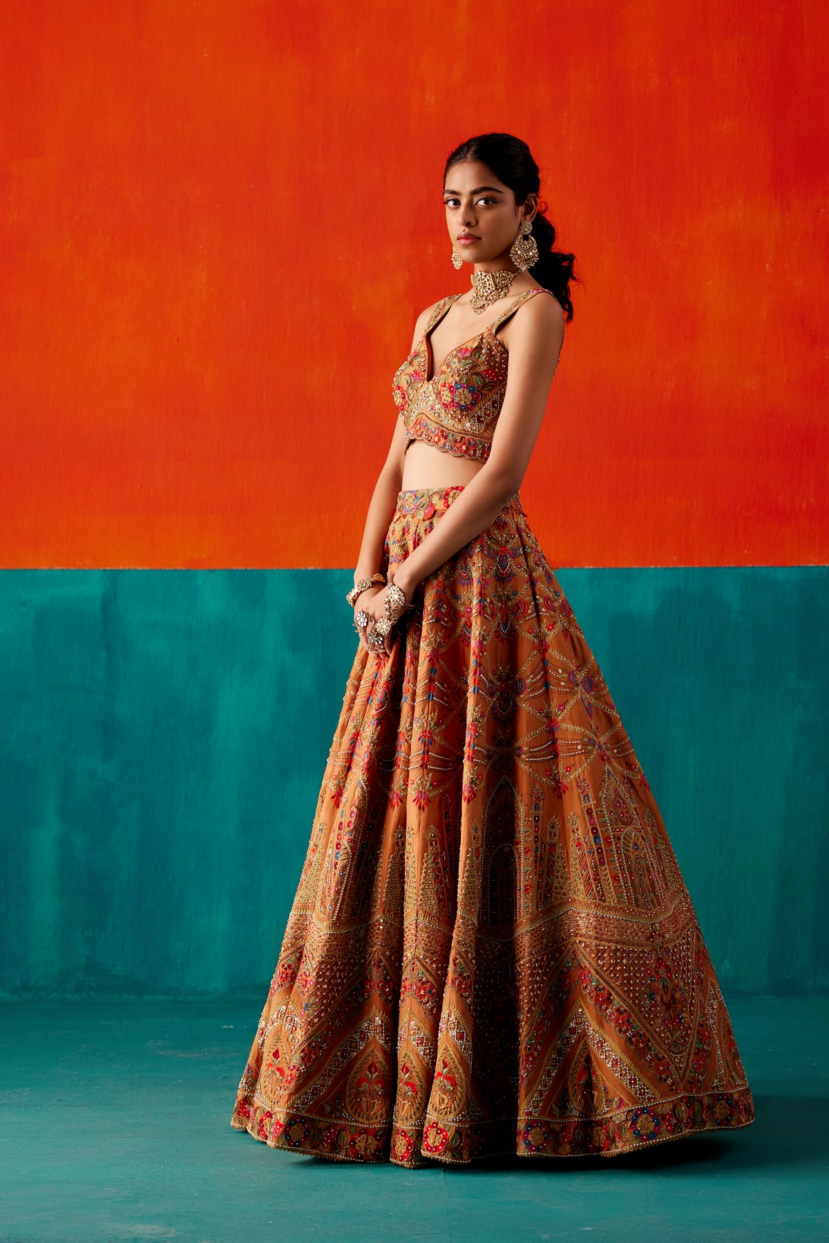 Dull Orange  Lehenga Set