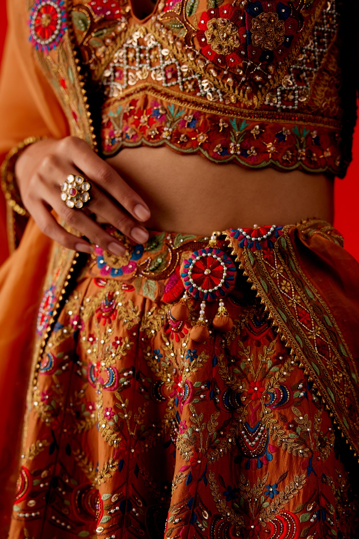 Dull Orange  Lehenga Set