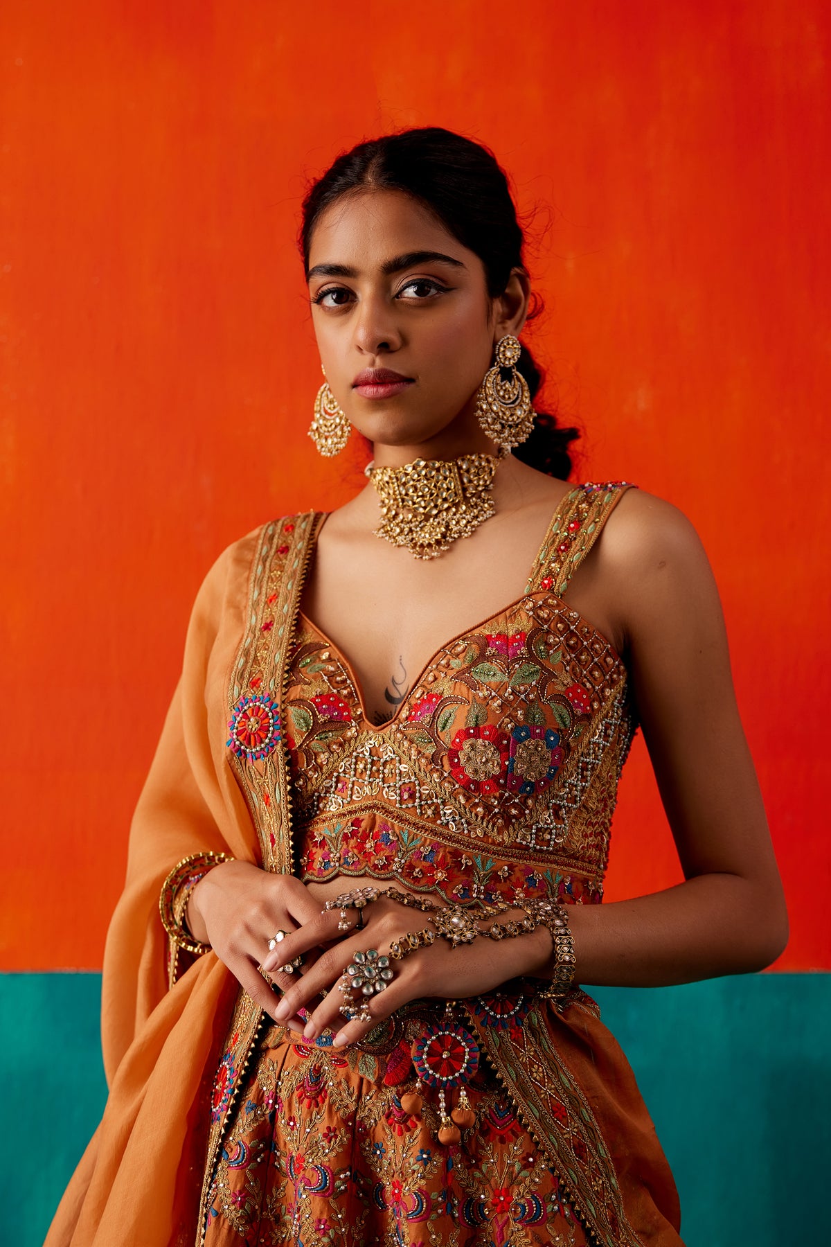 Dull Orange  Lehenga Set