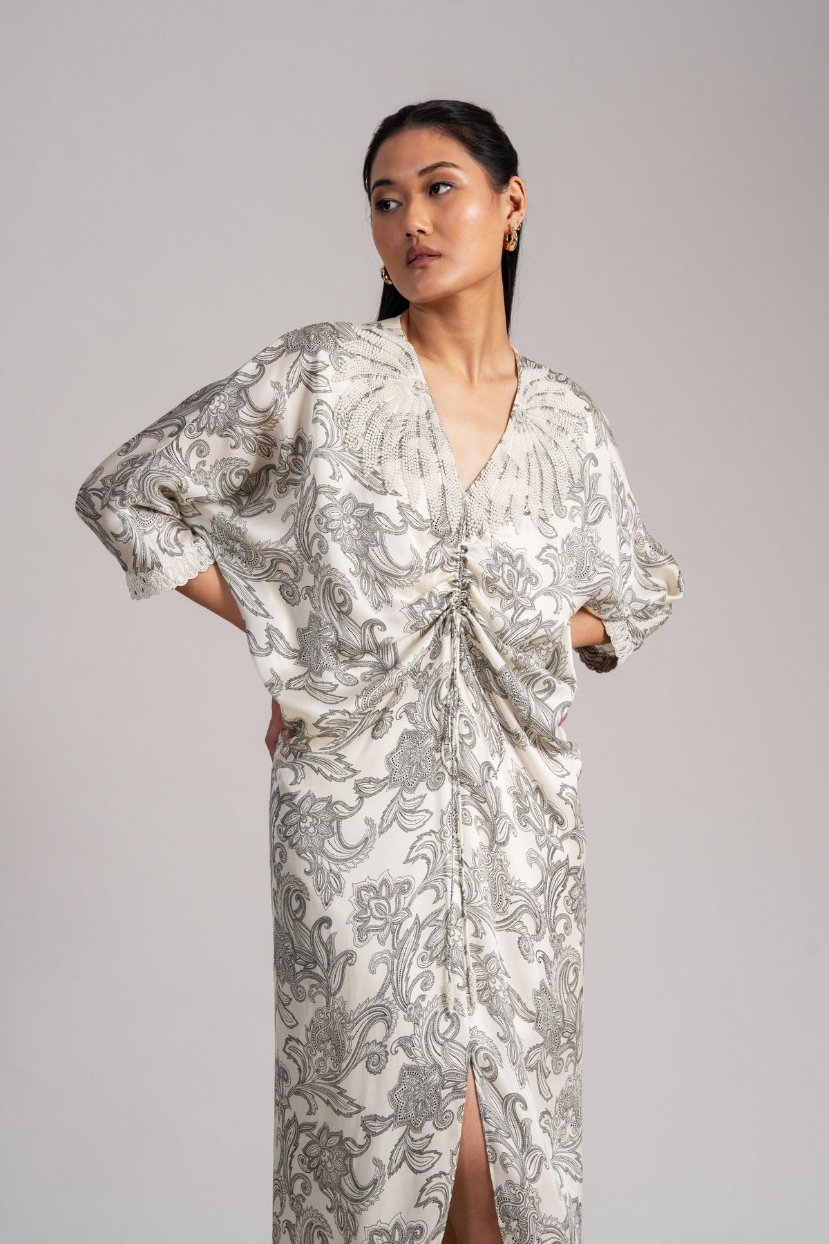 Estelle Rays Printed Drawstring Dress