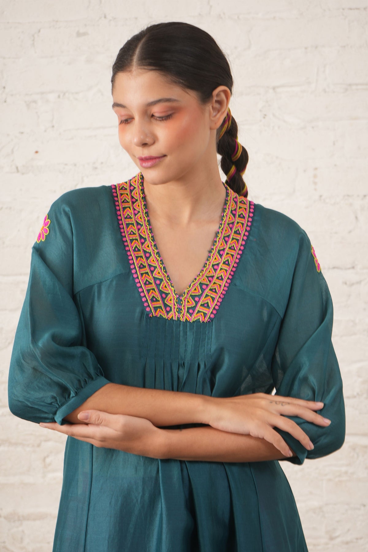 Teal Motif Tunic Set