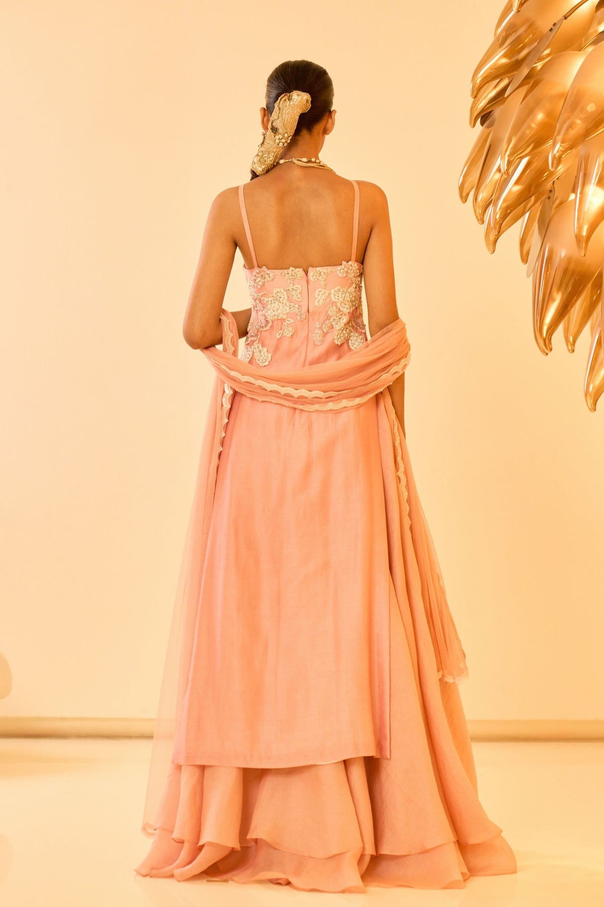 Peach Anarkali Set