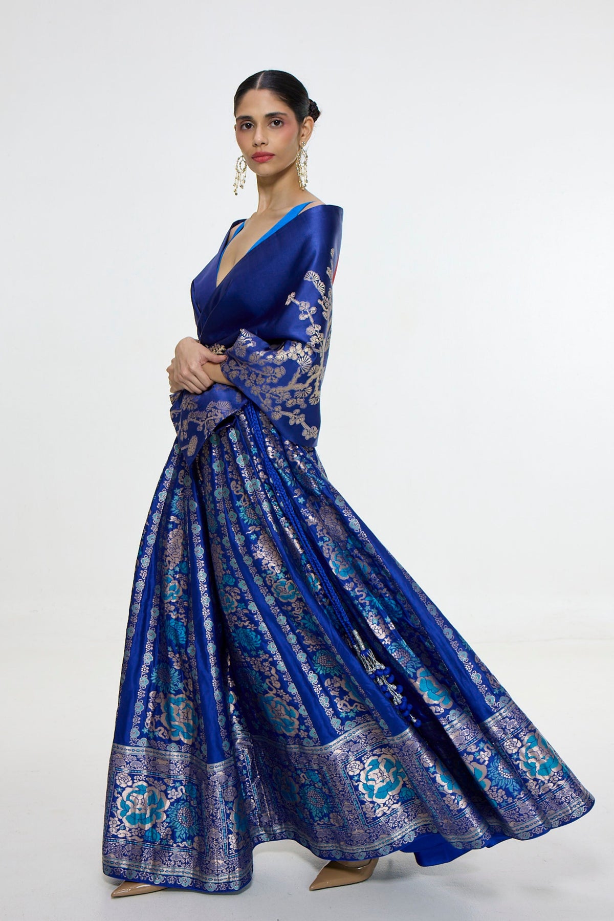 Handwoven Royal Blue Silk  Shawl