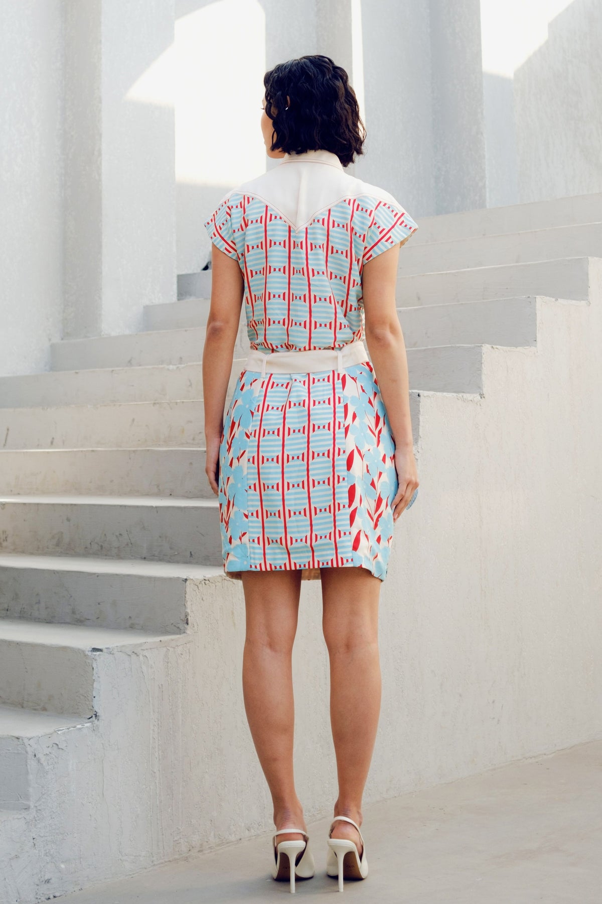 White Print Play Cargo Dress