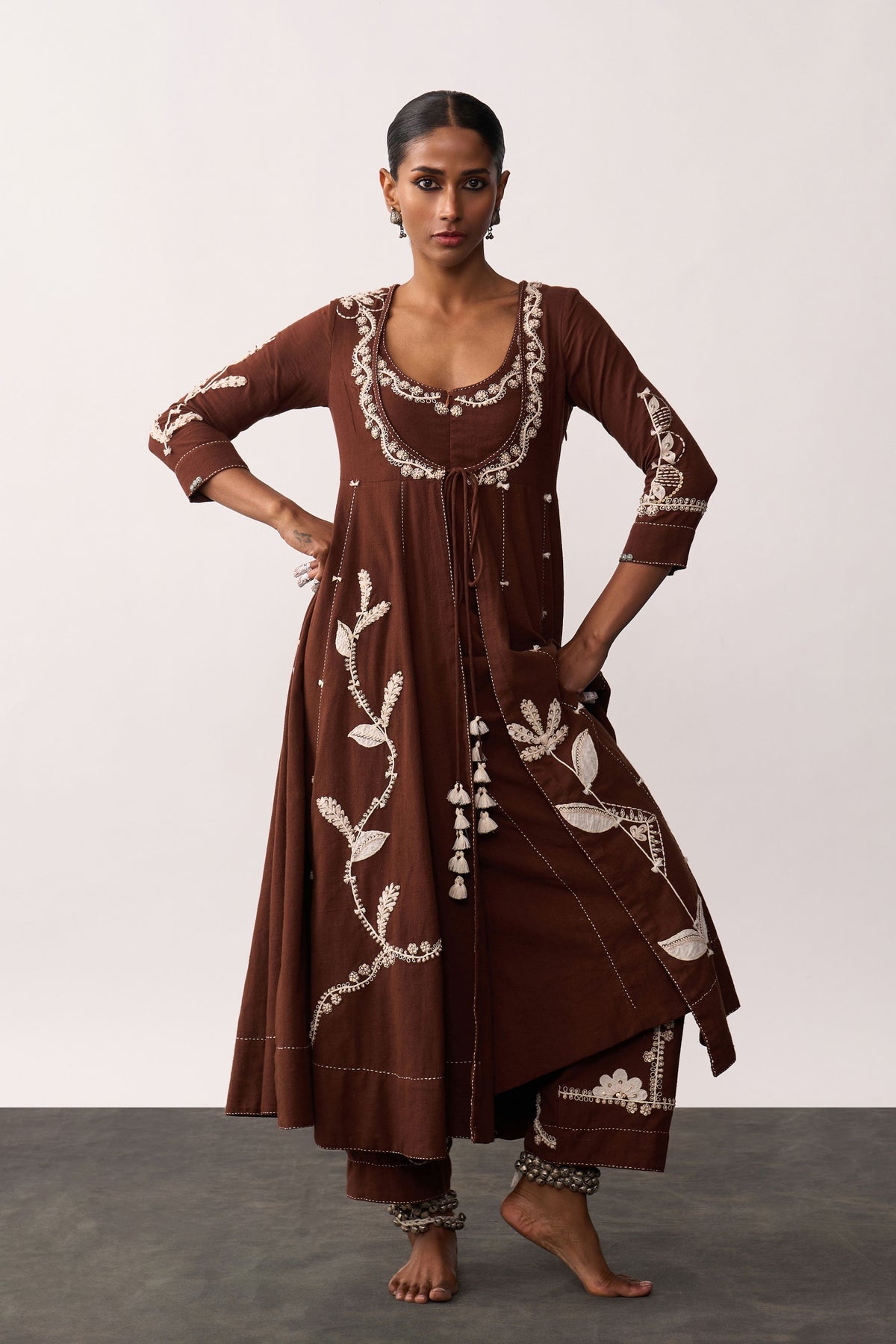 Hazrat Brown Anarkali Set