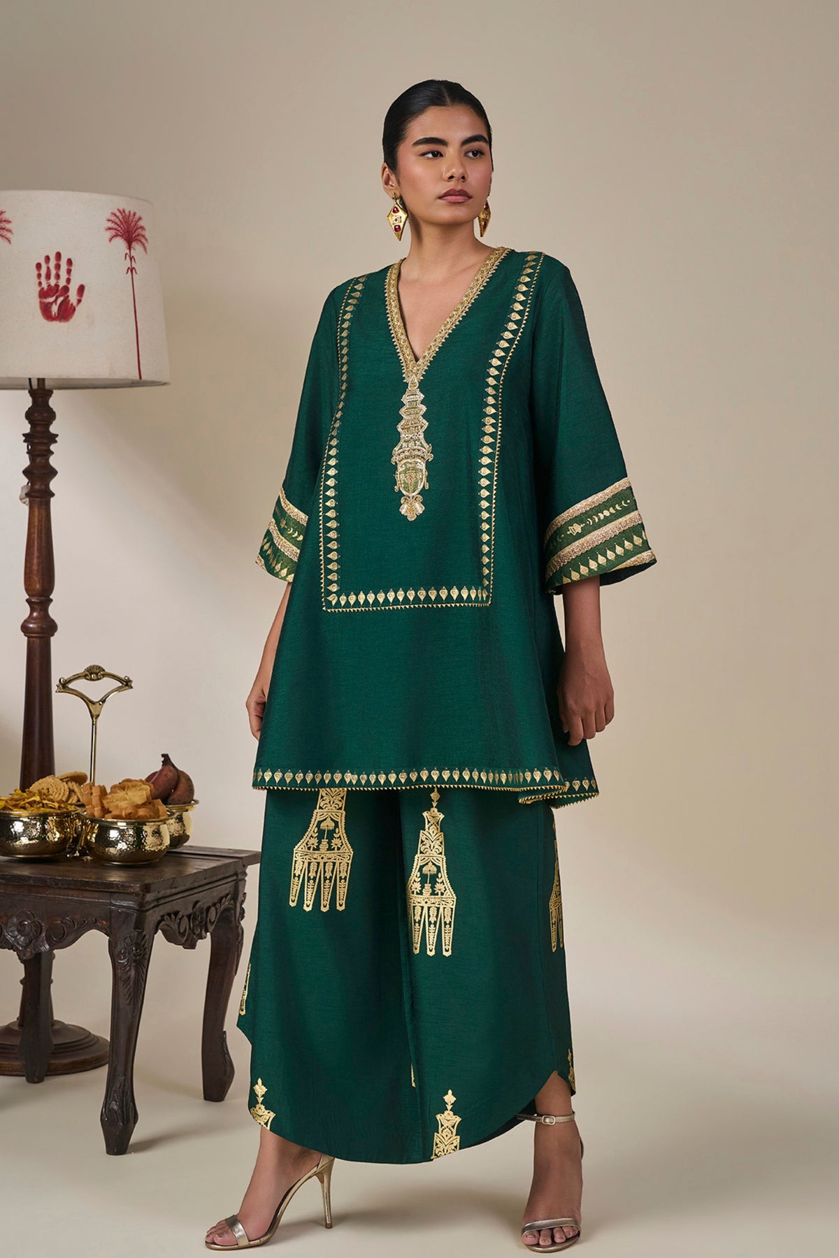 Green Kathakali Muse Tunic Set