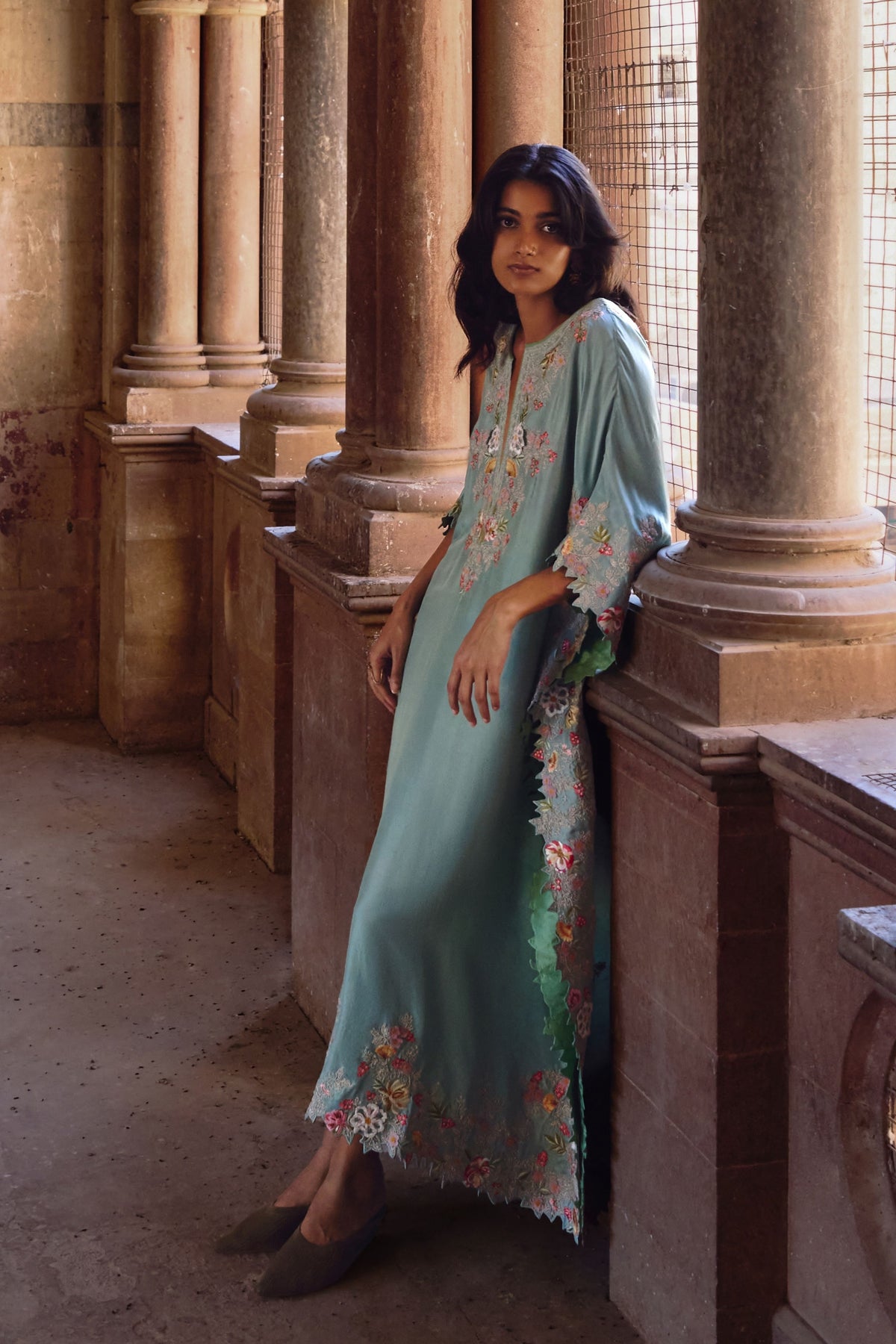 Sea Blue Kaftan Set