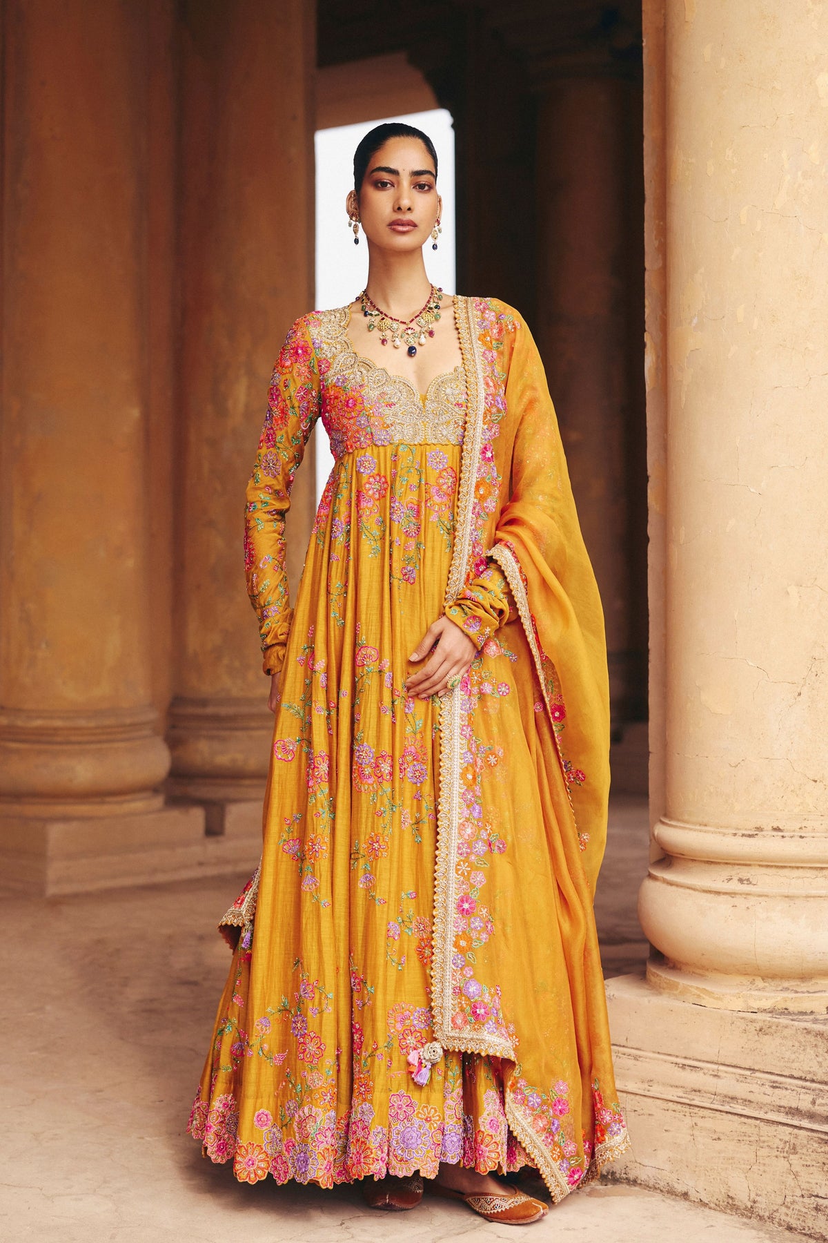 Valli Yellow Anarkali Set