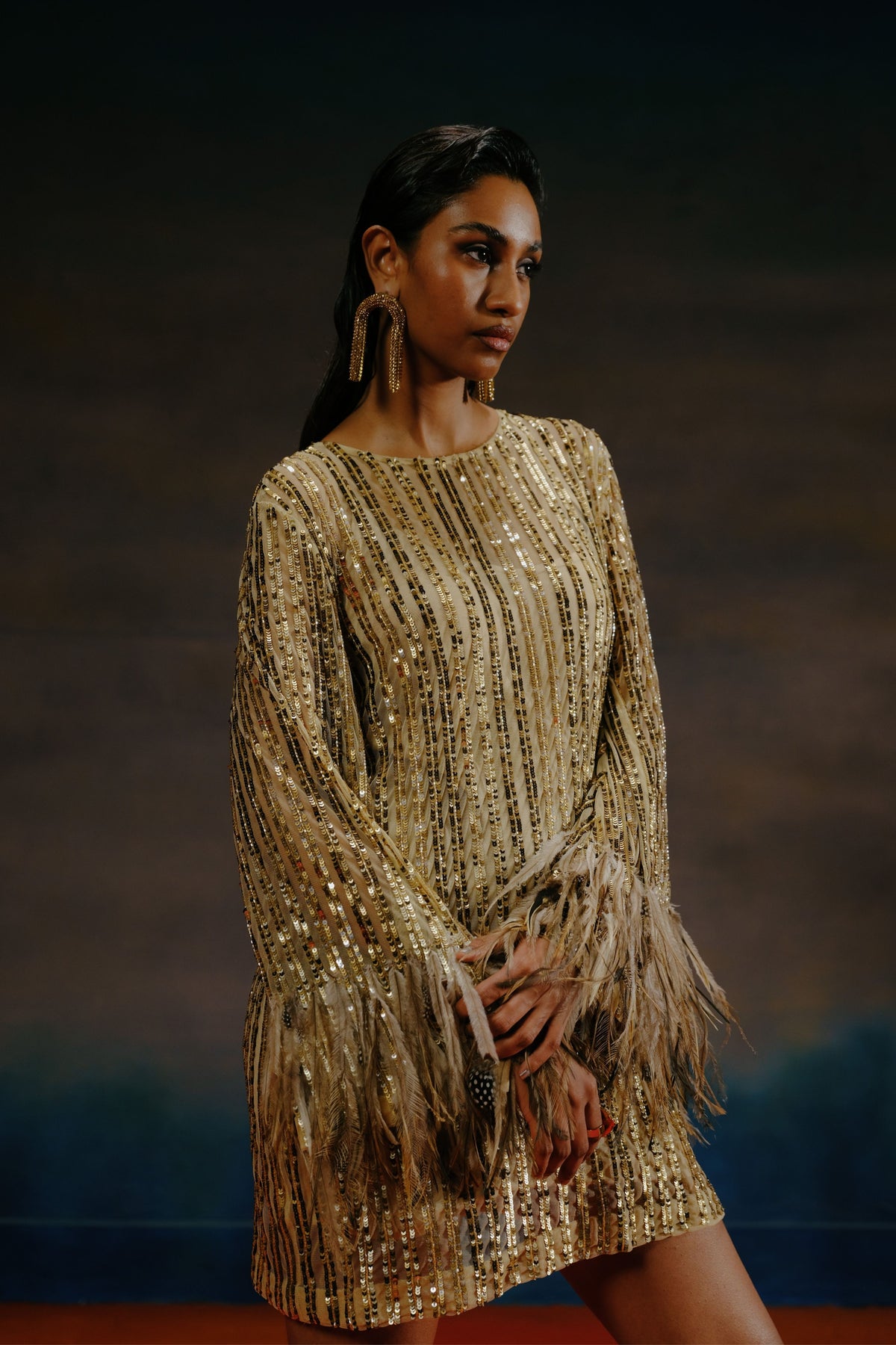 Bugle Beaded Gold Dress