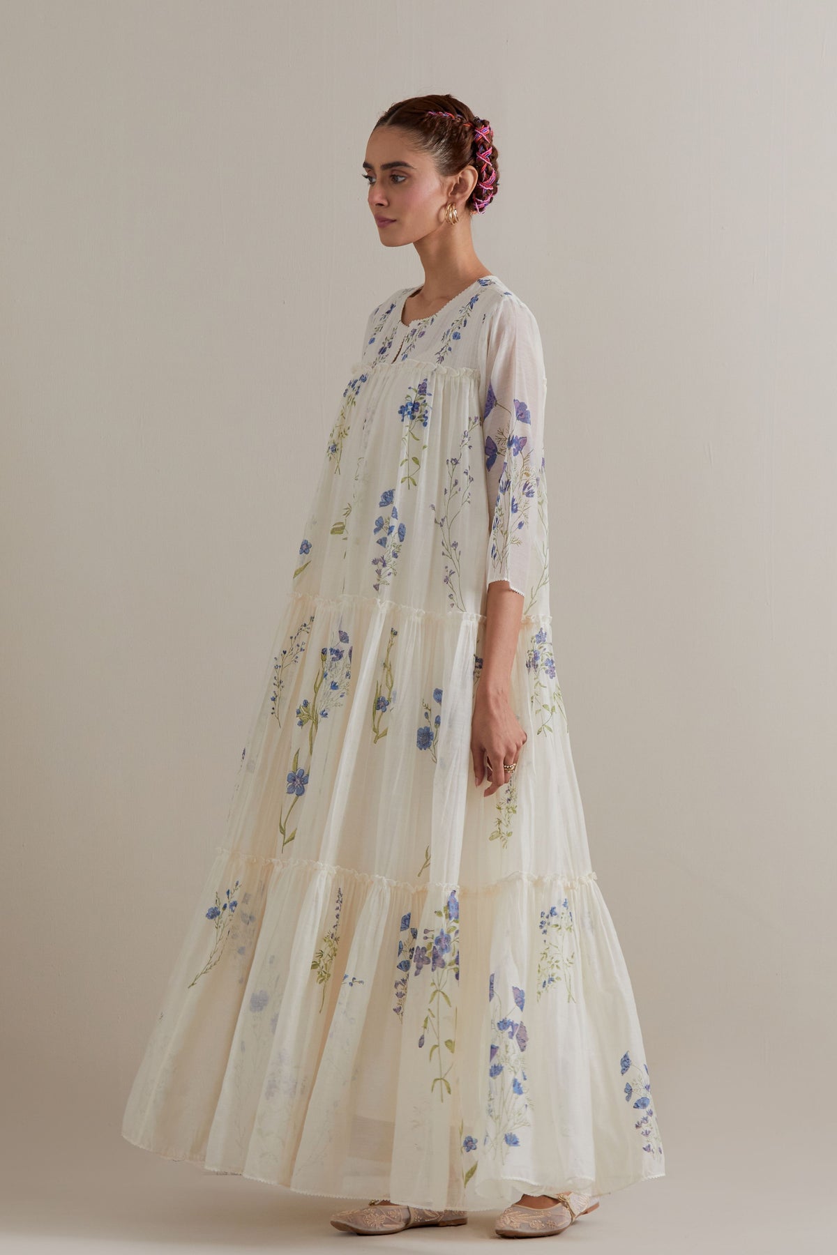 Quilted Yoke Floral Kurta Set