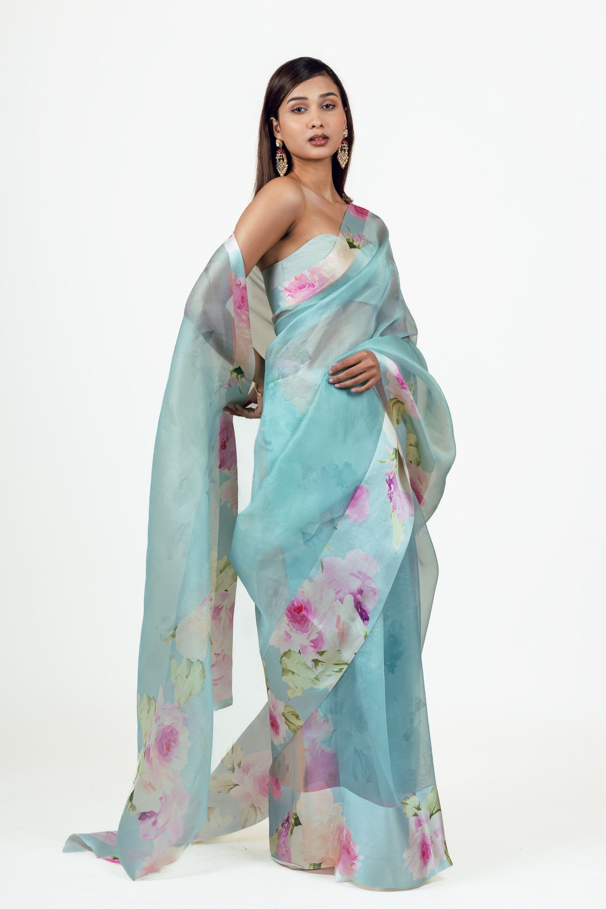 Alea Blue Organza Saree