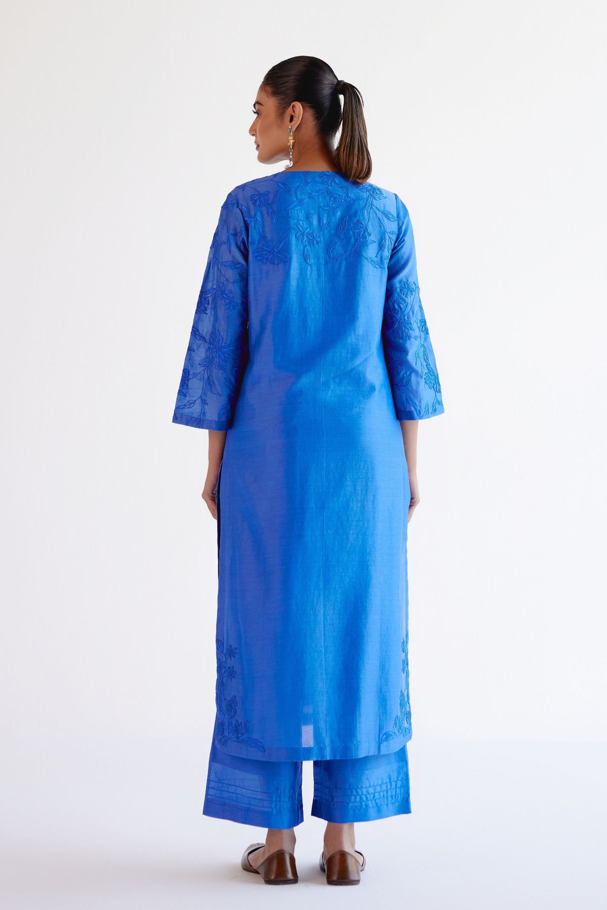 Bright Blue Resham Kurta Set